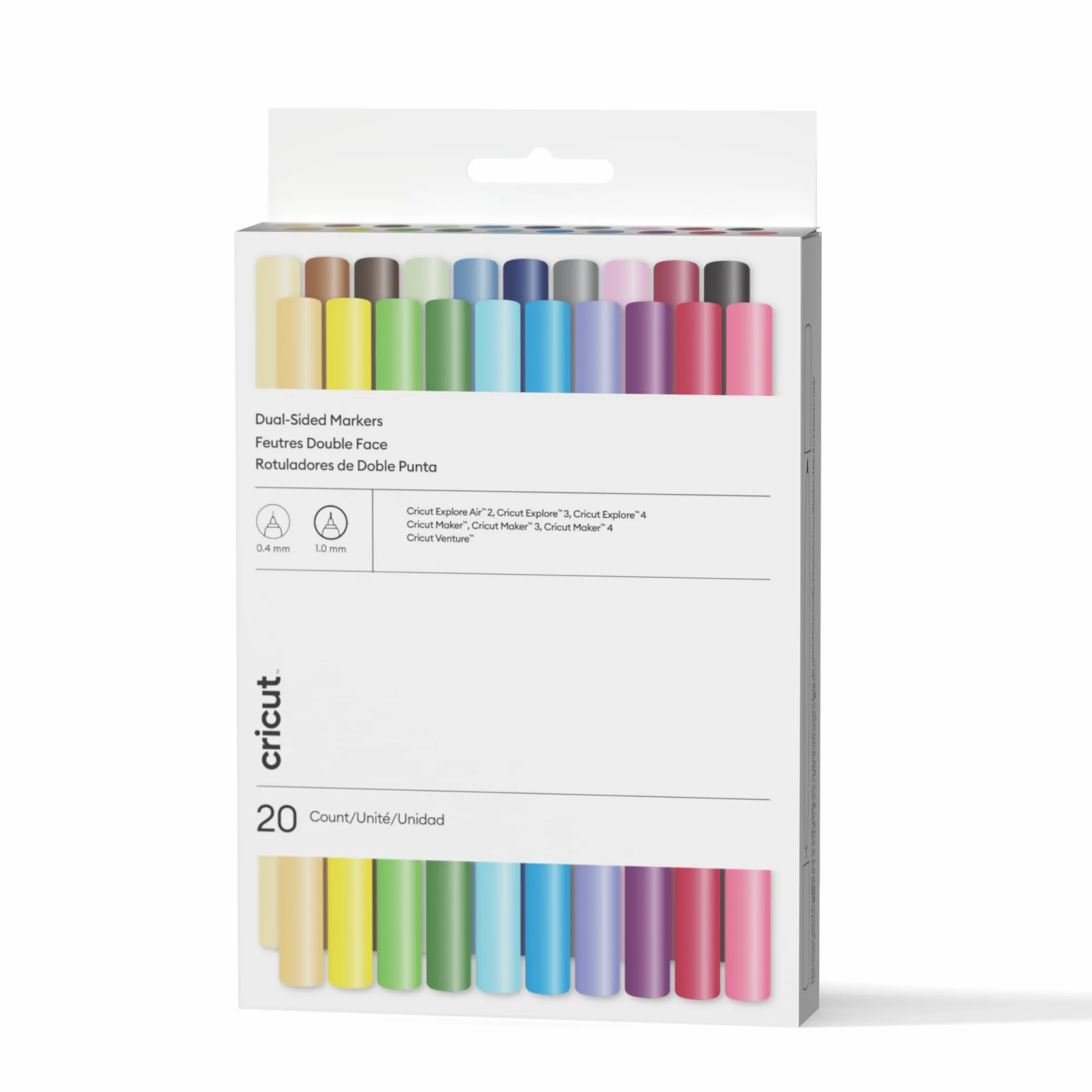 Cricut Marcadores de doble cara, juego definitivo (paquete de 20) 0.4 y 1.0