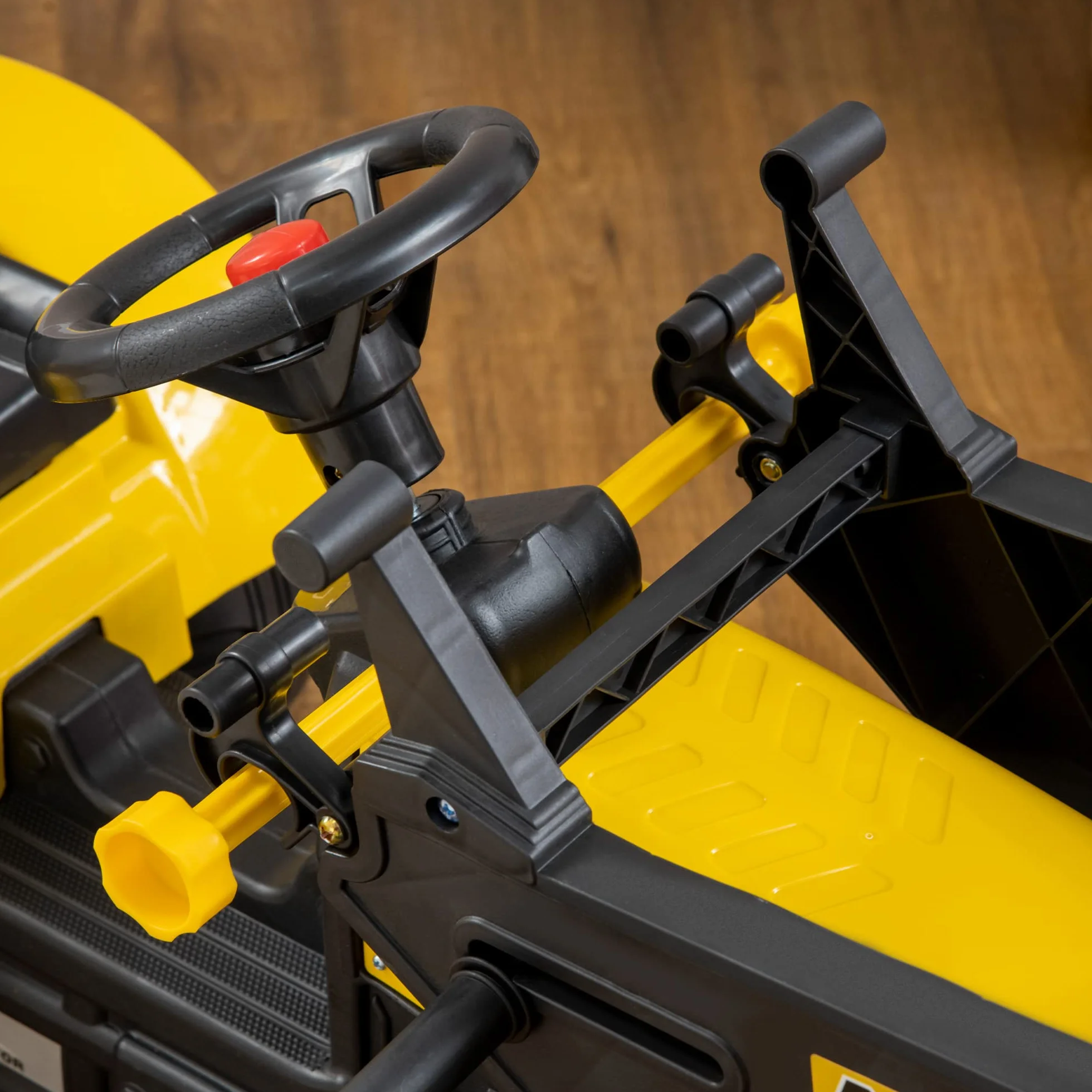 HOMCOM Tractor a Pedales para Niños de 3 Años Excavadora Infantil Juguete de Montar con Remolque Extraíble y Pala Delantera Carga 35 kg 167x41x52 cm Amarillo