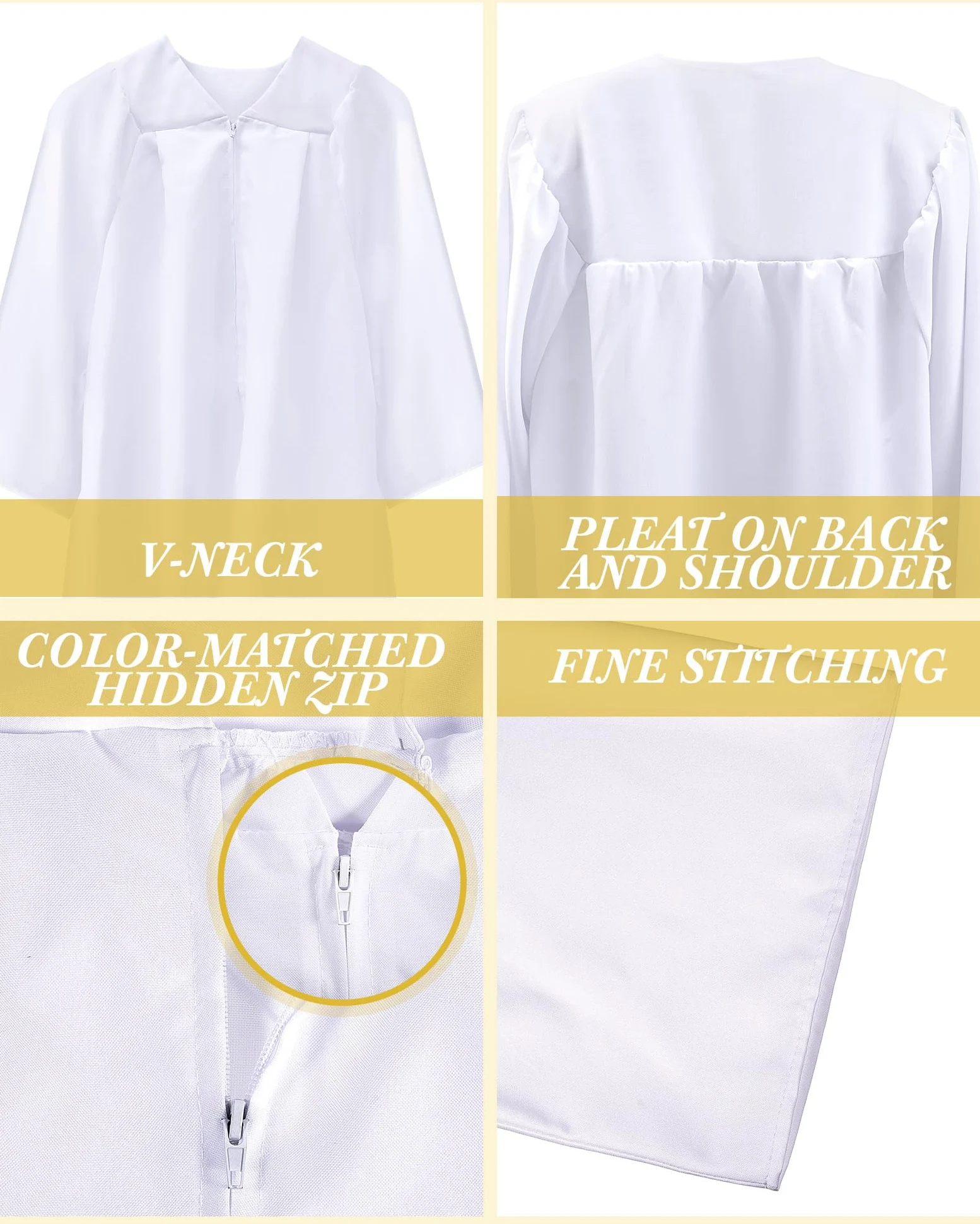 Toulite 3 piezas unisex mate batas de coro para niños, vestido de graduación para juez escolar, disfraz para bautizo, iglesia, evento, pastor