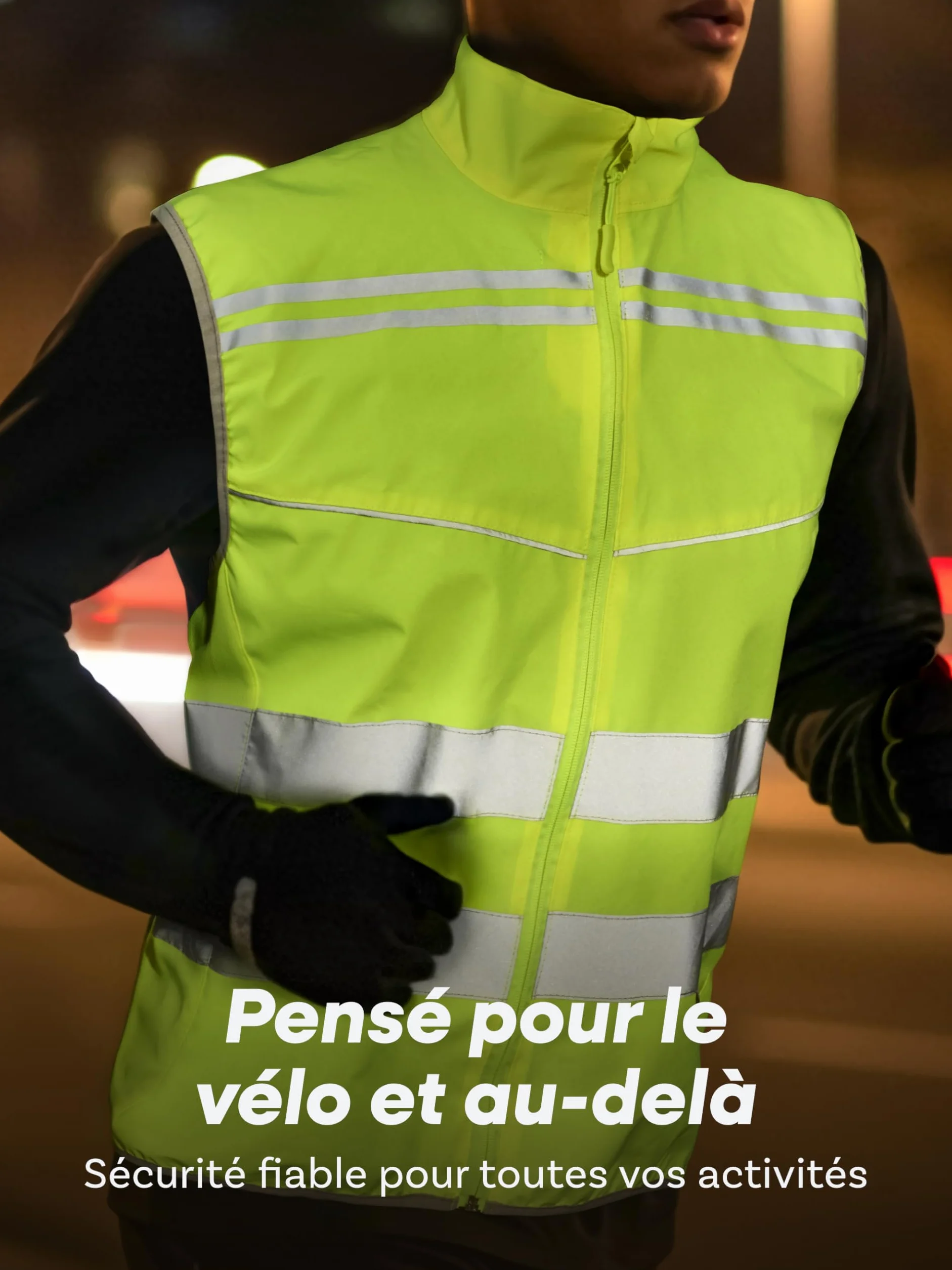 Chaleco Reflectante Ciclismo Alta Visibilidad Amarillo Neón con Bandas Reflectantes Transpirable Malla