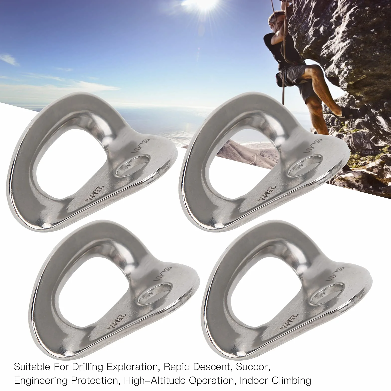 Colgador de Escalada 25 KN Perno de Anclaje de Acero Inoxidable 4 Piezas