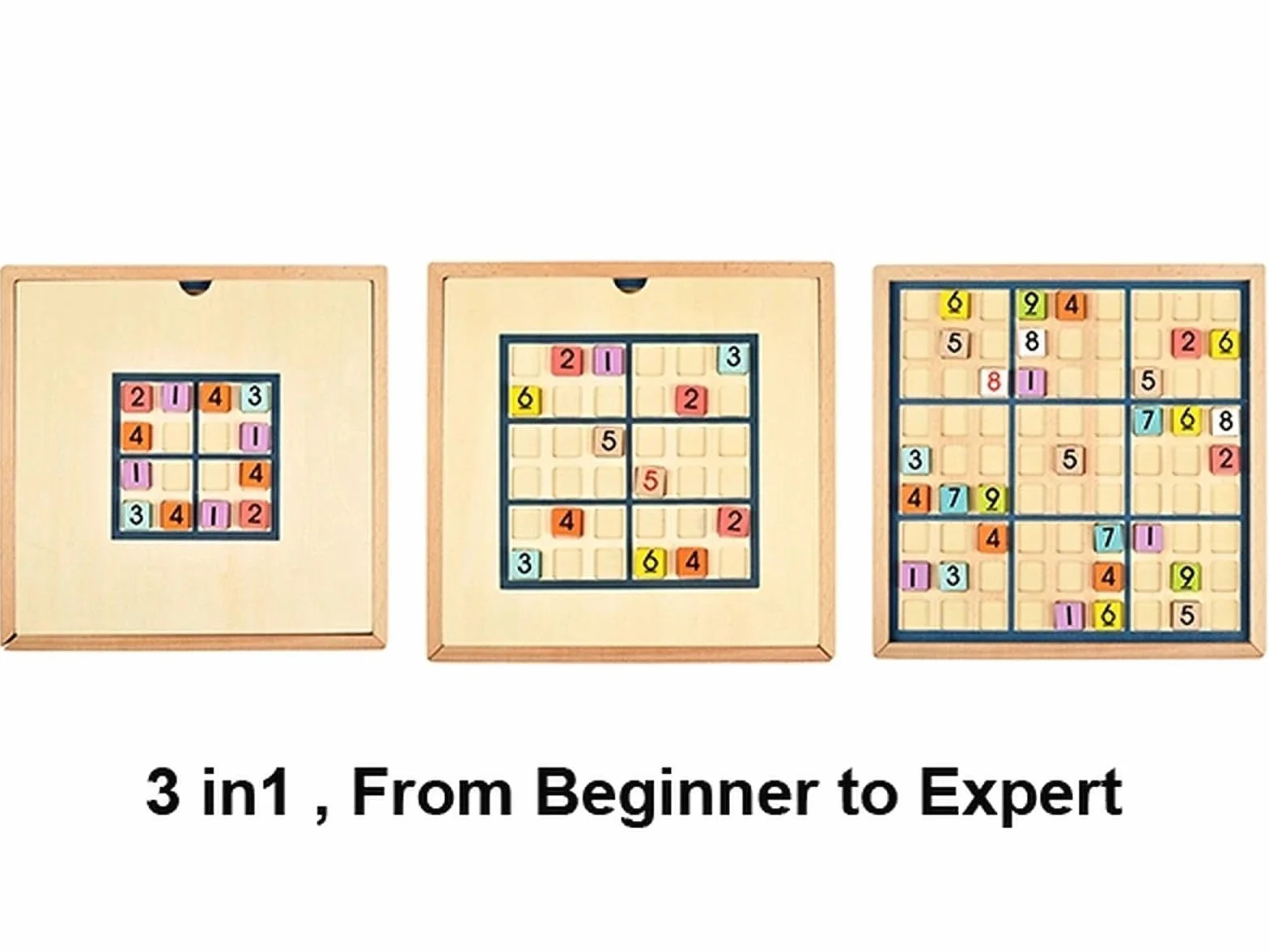 BOHS 3-en-1 Sudoku de Madera Juego Educativo para Niños 320 Rompecabezas Fichas Multicolores