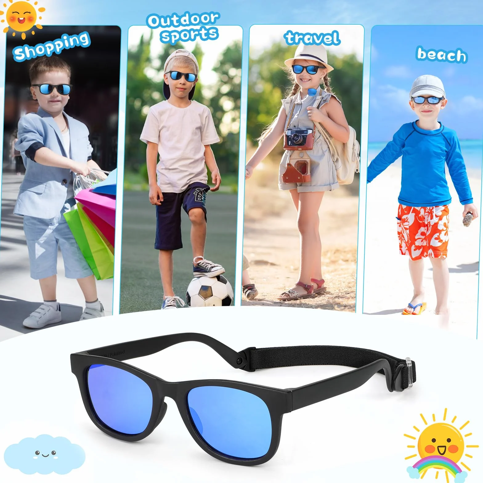Gafas de sol polarizadas UV400 para bebés niño niña protección rayos solares infantiles 2-7 años