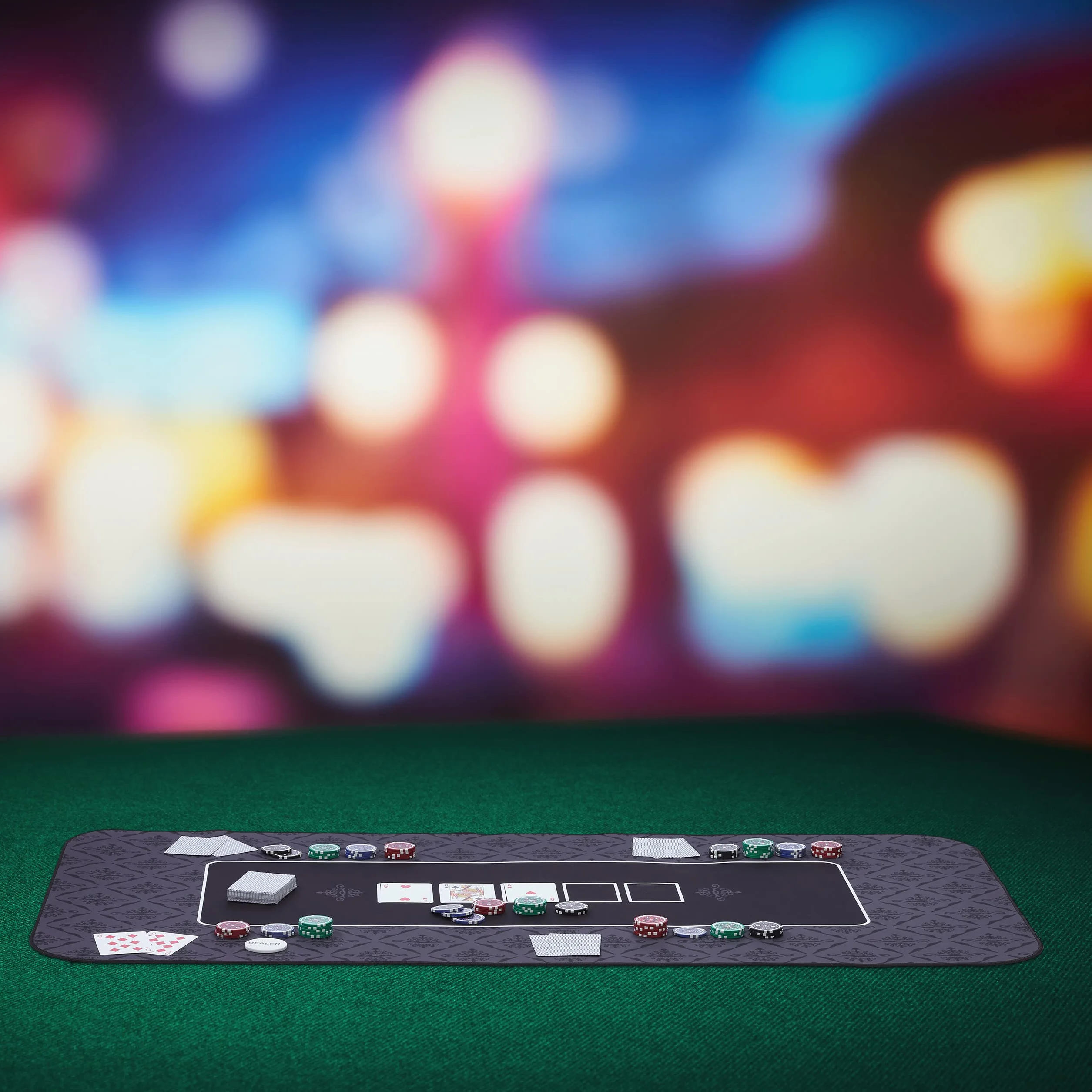 Relaxdays Tapete de Póker 120x60cm, Texas Holdem, Casino, Mantel Mesa Póquer Grande, Antideslizante, Poliéster, Negro