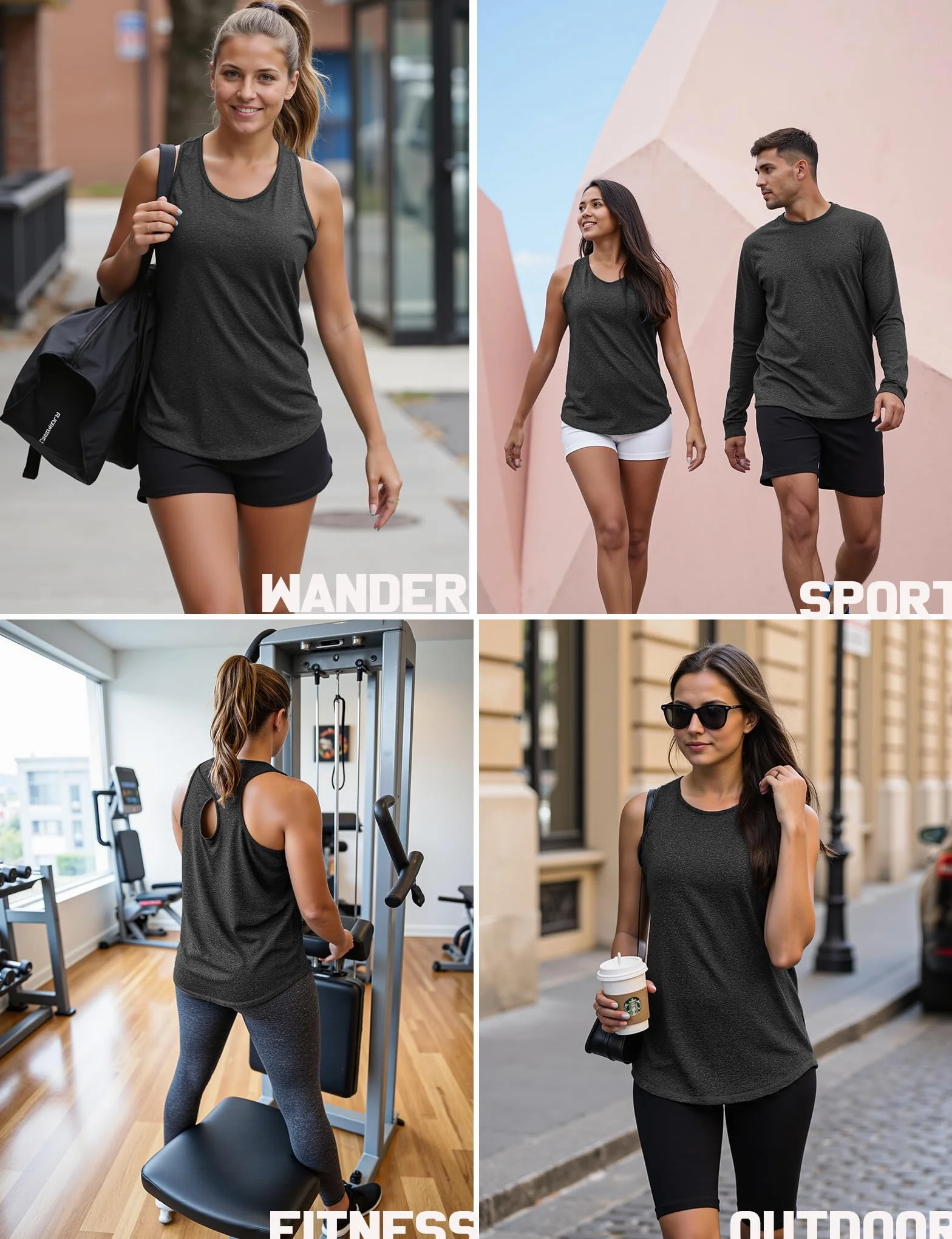 Gyabnw Camiseta Tirantes Mujer Deportiva Sin Mangas Ligero Transpirable Tops Yoga Fitness Correr Cuello Redondo Espalda Abierta