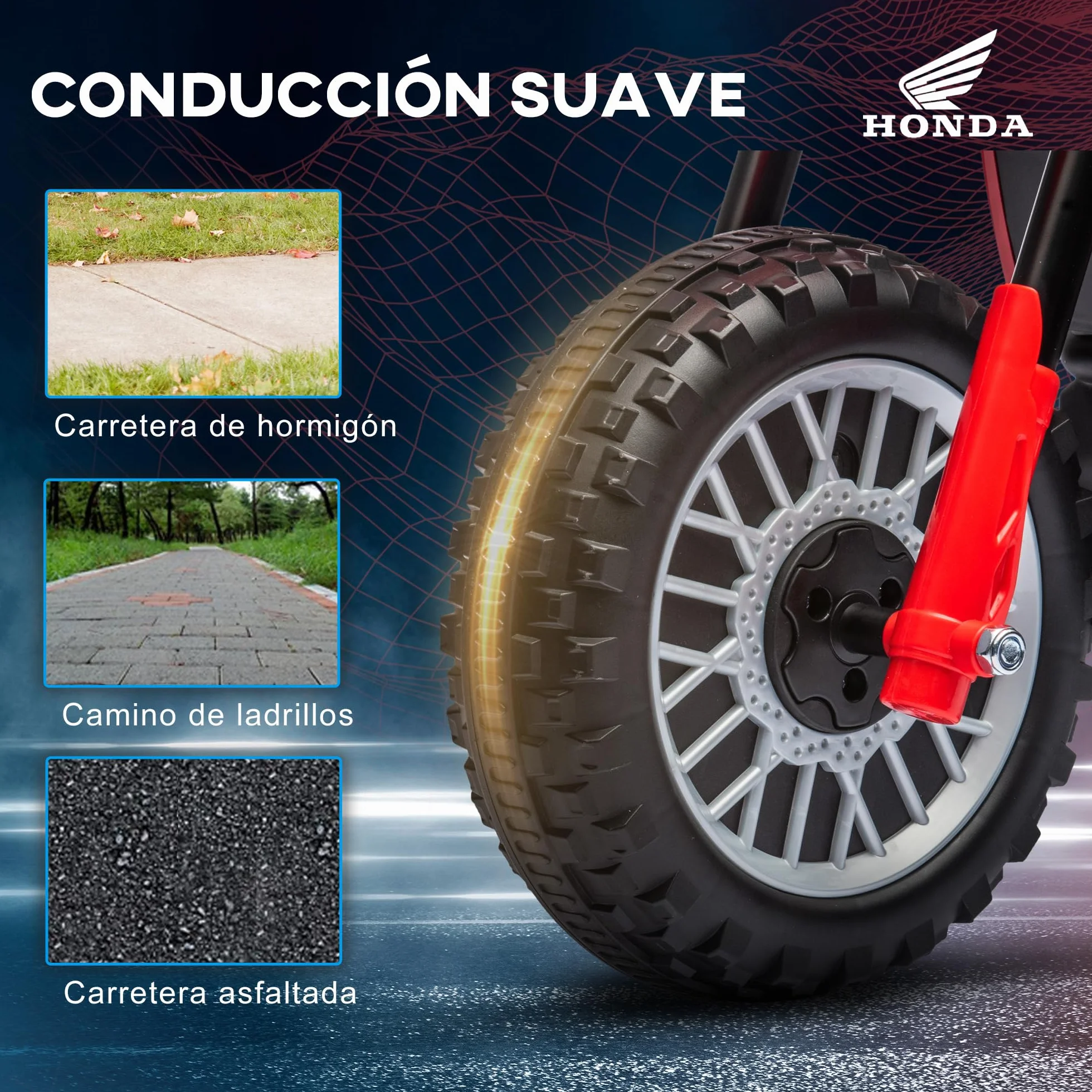 HOMCOM Moto Eléctrica con Licencia Honda CRF450RL para Niños de +18 Meses Motocicleta de Batería 6V con Velocidad 3 km/h Bocina y Sonido de Arranque Carga 25 kg 71x40,5x43,5 cm Rojo