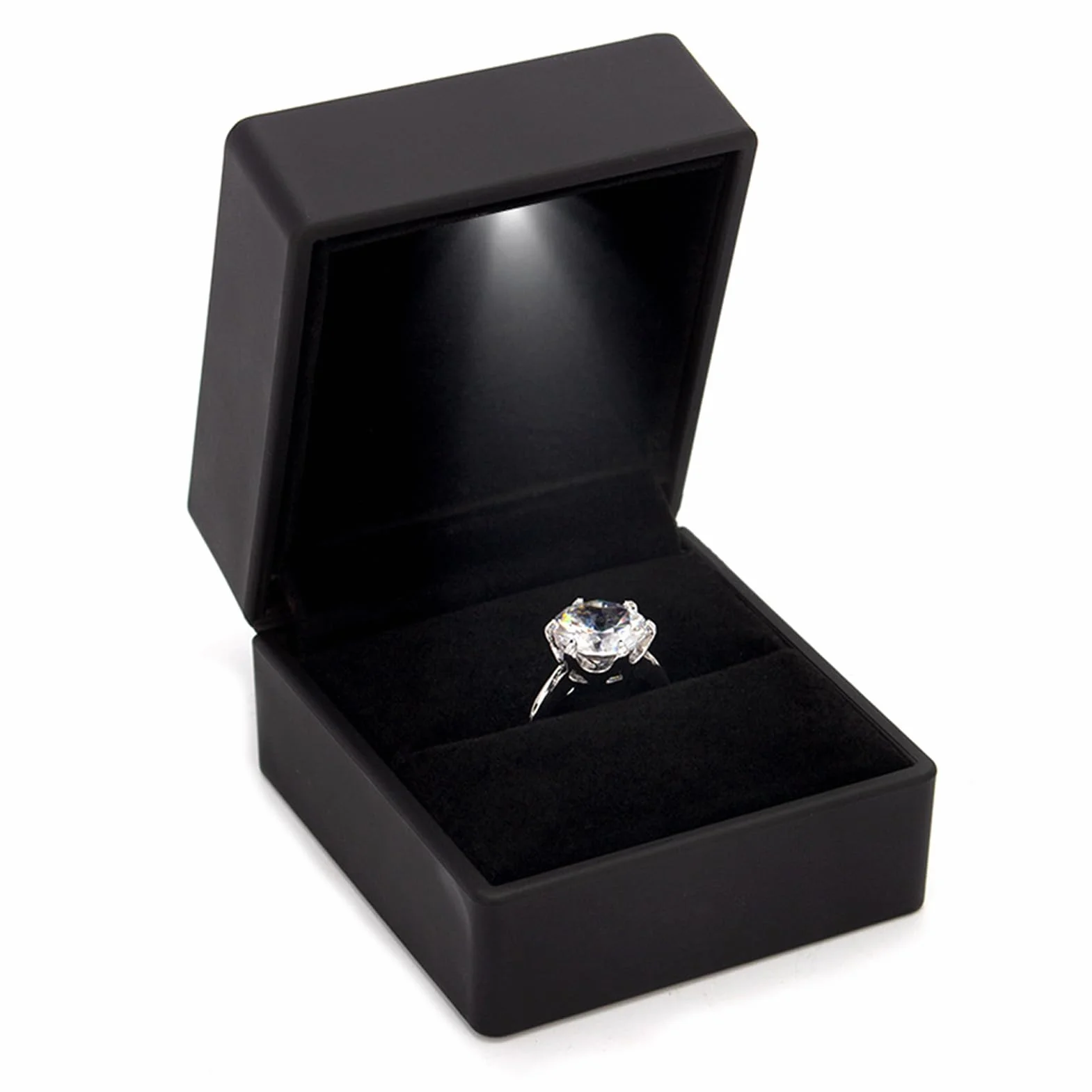 Caja de anillos,Light Ring Box,Jewelry Box,Caja de regalo de joyería,caja de almacenamiento,para Boda, propuesta,Compromiso,Aniversario(Negro)