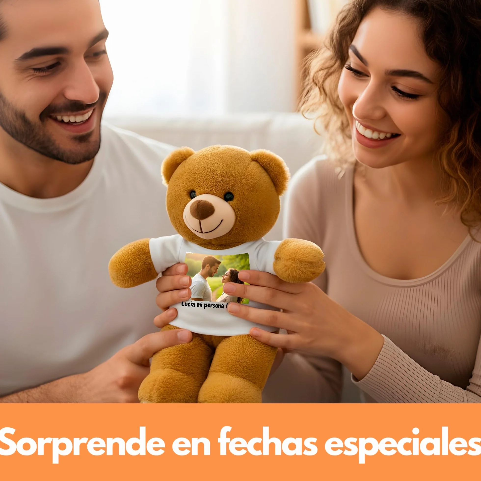Peluche Personalizado con Foto en Cajita Decorada Regalo para Mujer y Hombre MARRÓN
