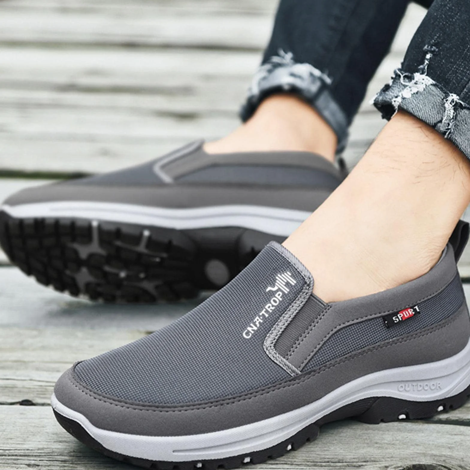 Zapatos ortopédicos para Hombres sin Cordones con Soporte para el Arco Antideslizantes de Goma Casuales