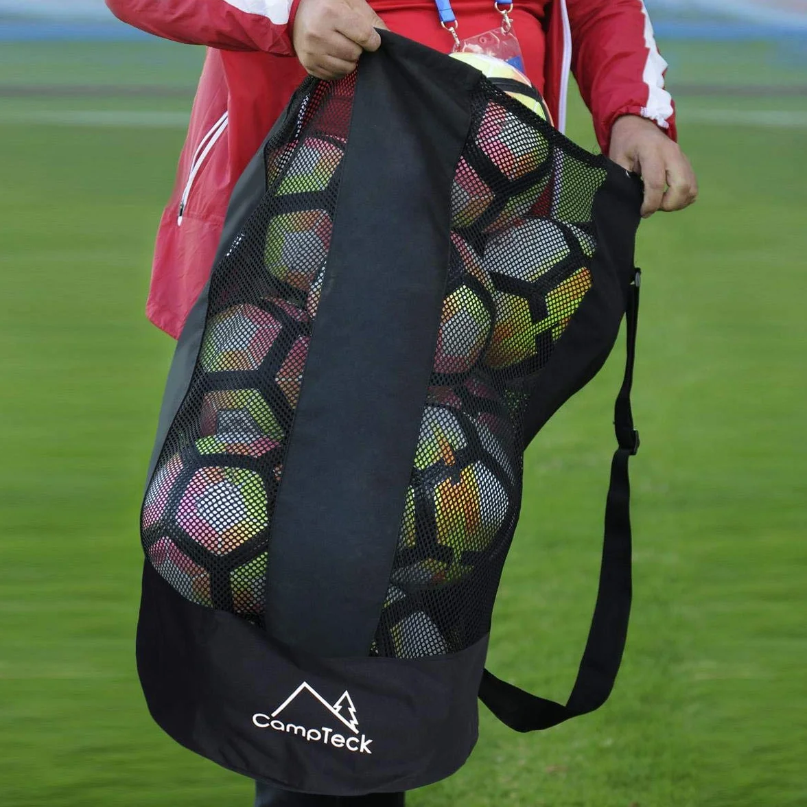 CampTeck U7081 Bolso Saco Futbol Bolsa Pelotas Poliéster Correa Hombro 12-15 Bolas Negro
