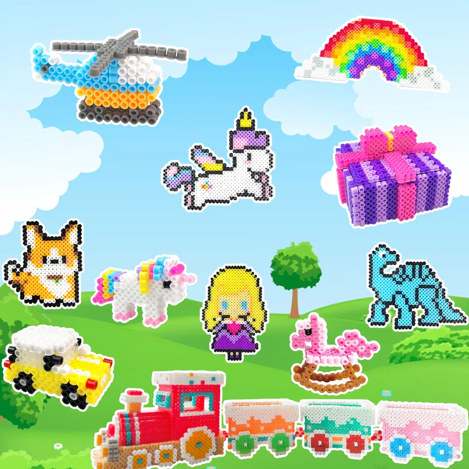 Cuentas Para Planchar, 11000 Piezas 5MM Abalorios Fusibles de 20 Colores Set con Caja de Almacenamiento, Guía del Usuario, Diseño DIY de Joyas.Kit Manualidades Niños, Regalo Navidad y Cumpleaños