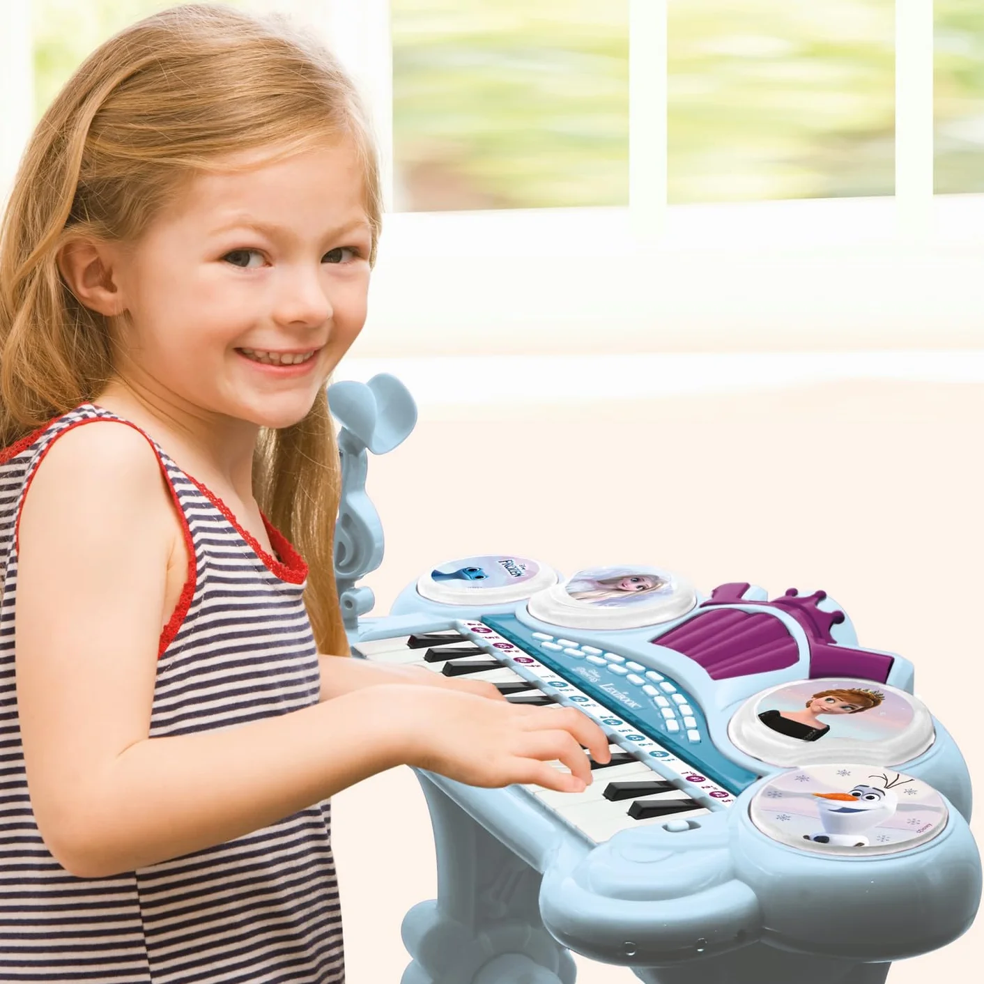 Lexibook, Frozen, Teclado electrónico con Asiento, micrófono, Reproductor MP3, Efectos de Sonido, melodías de demostración, Azul/Morado, K707FZ
