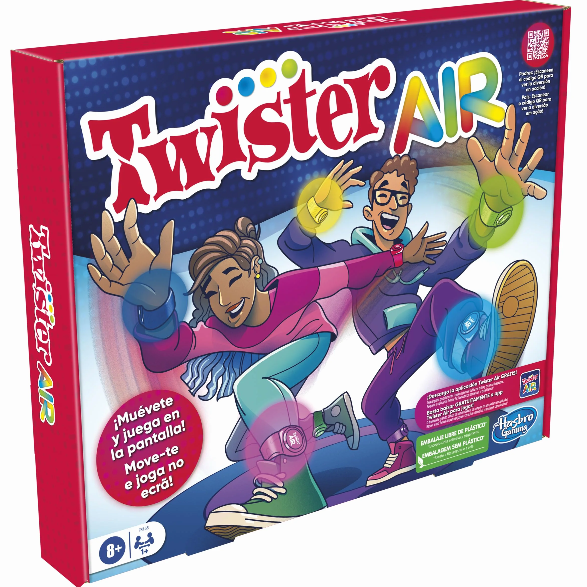 Hasbro Gaming Twister Air Juego RA Conecta Dispositivos Inteligentes Activos Fiesta 8 años