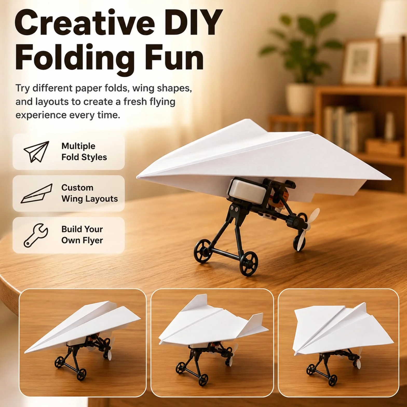 Genérico RC Paper Airplane Kit with Gyro Stabilizer, Remote Control Airplane, DIY RC Airplanes Kit, Foldable Lightweight Glider Tool for Hobbyists and Beginner Flyers (Three Batteries)