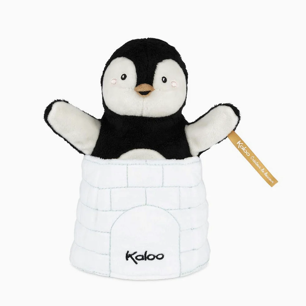 KALOO - Colección Kachoo - Marioneta de Peluche Sorpresa para Bebé 25 cm, El Pingüino Gabin (K963593)