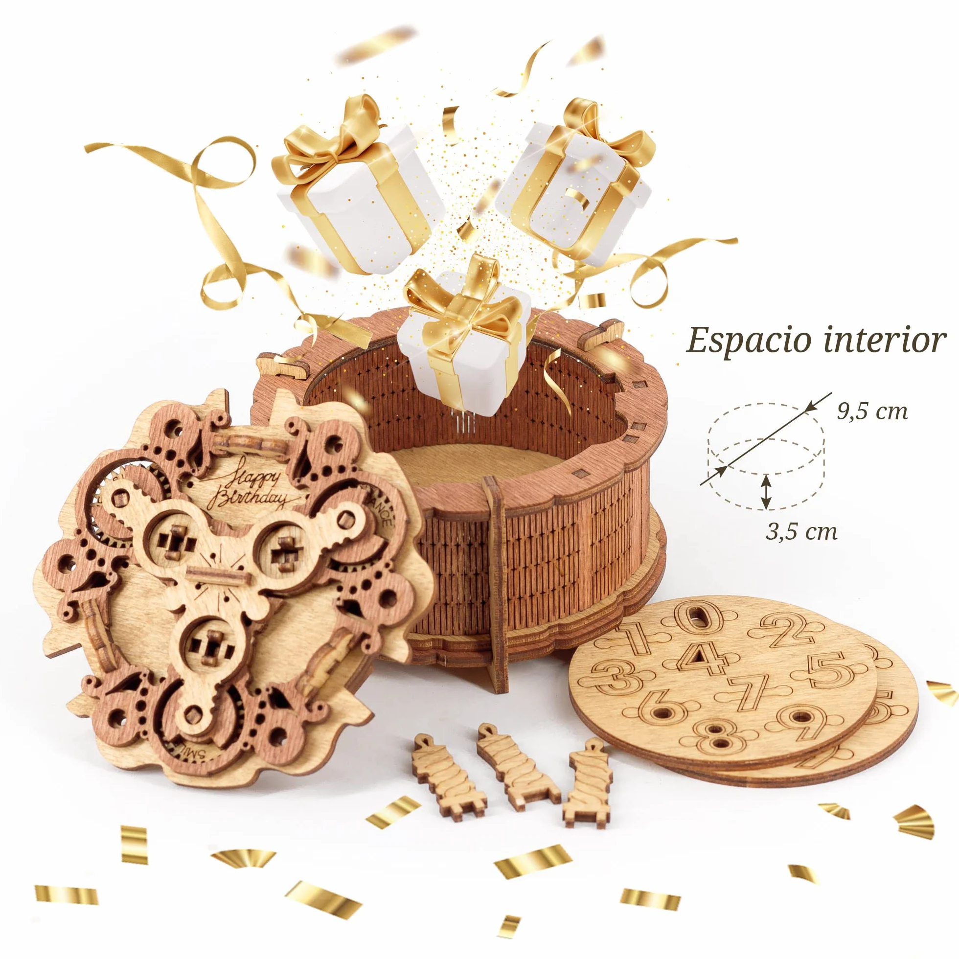 iDventure Birthday Puzzle Box - Regalo para cumpleaños Individual - Caja Secreta Japonesa - Caja misteriosa para Dinero - Puzzle 3D de Madera - Regalos Hucha Originales - Rompecabezas para Adultos
