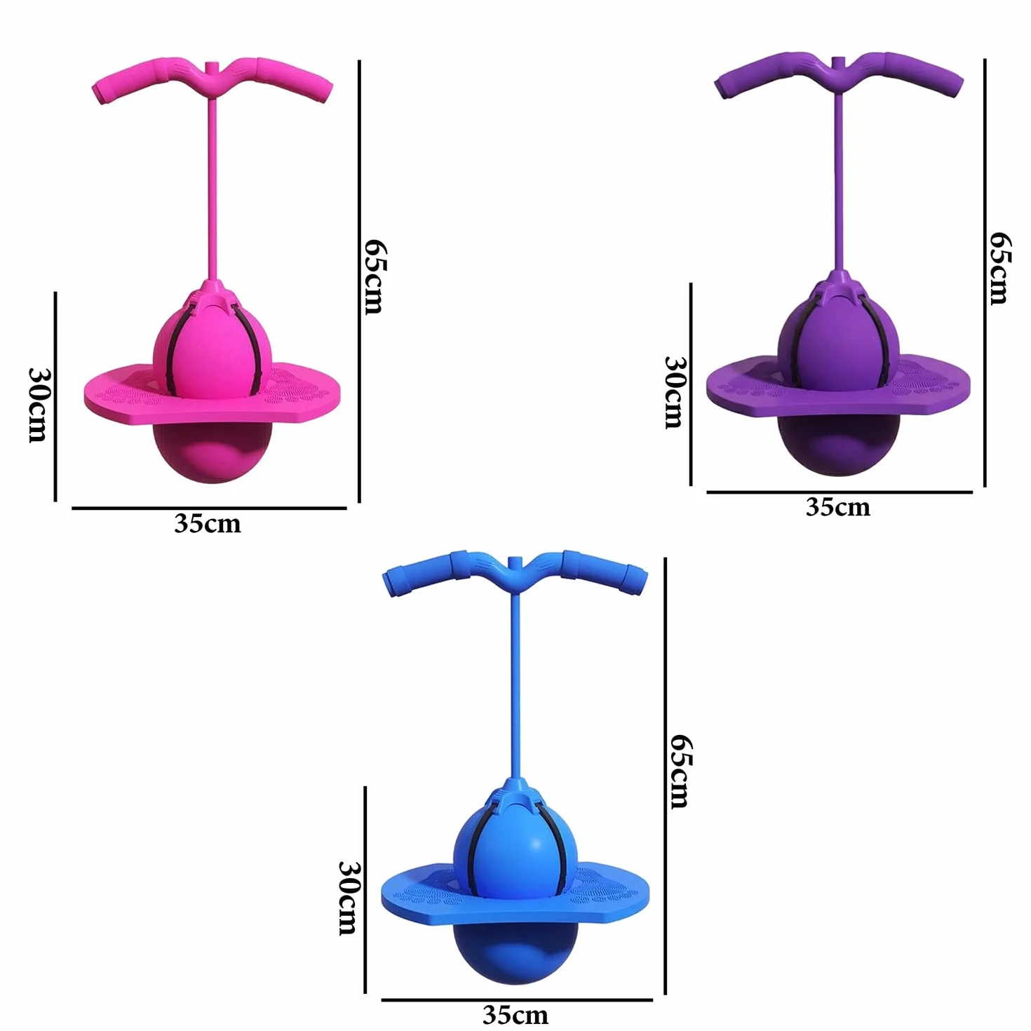 Balón de Salto Equilibrado para Niños, Pelota Pogo con Mango, Antideslizante, Juguete Deportivo para Casa, Jardín, Juego y Ejercicio Físico (Rosa)