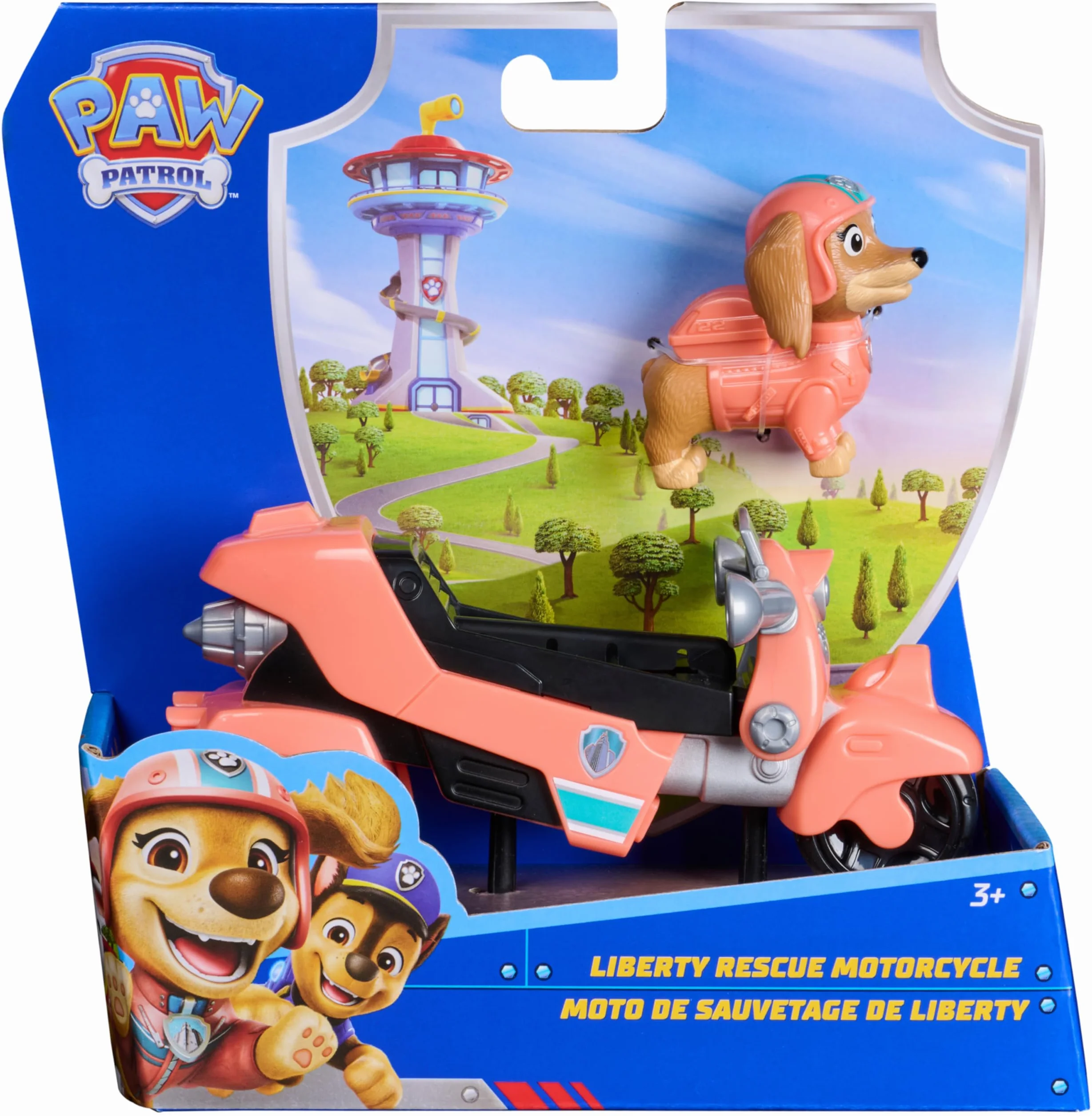 Paw Patrol Patrulla Canina Pack Moto de Rescate y Figura Liberty, Juguetes Plástico Reciclado Regalo Niño 3 años+