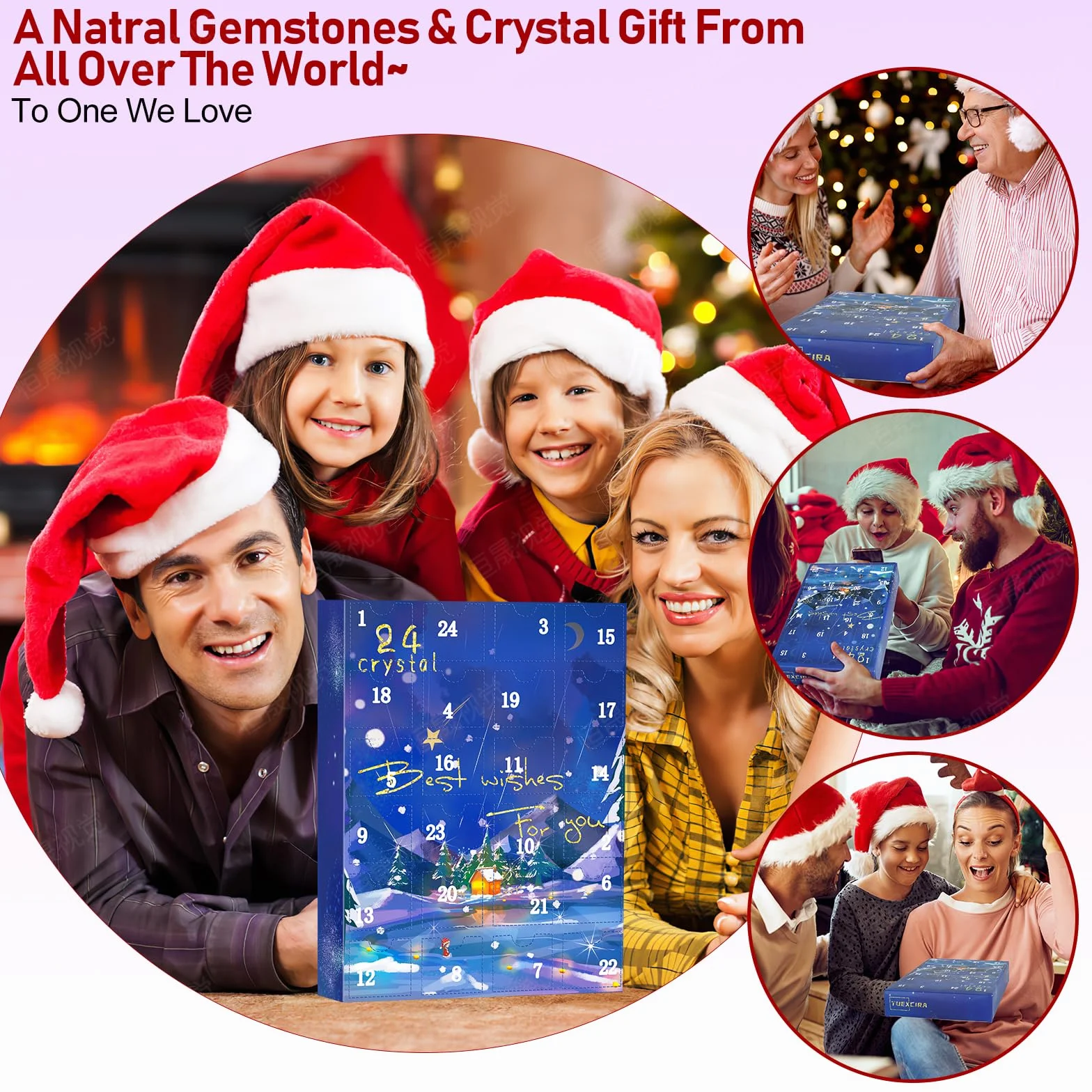 Calendario Adviento 2025 Minerales, 24 Días Calendario de Adviento 2025 Minerales y Cristales Fosiles Piedras Preciosas Naturales, Navidad Advent Calendar 2025 para Niños Niñas Mujer Hombre Girls
