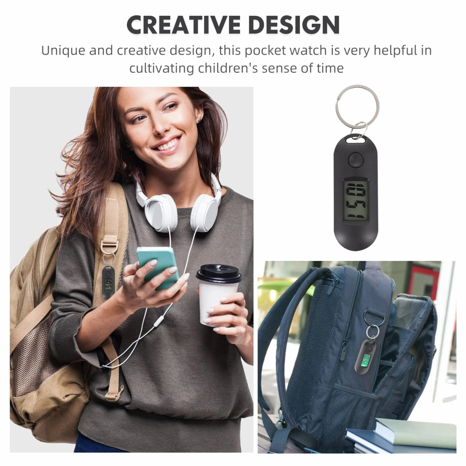 Reloj de enfermera digital llavero bolso colgante médico negro