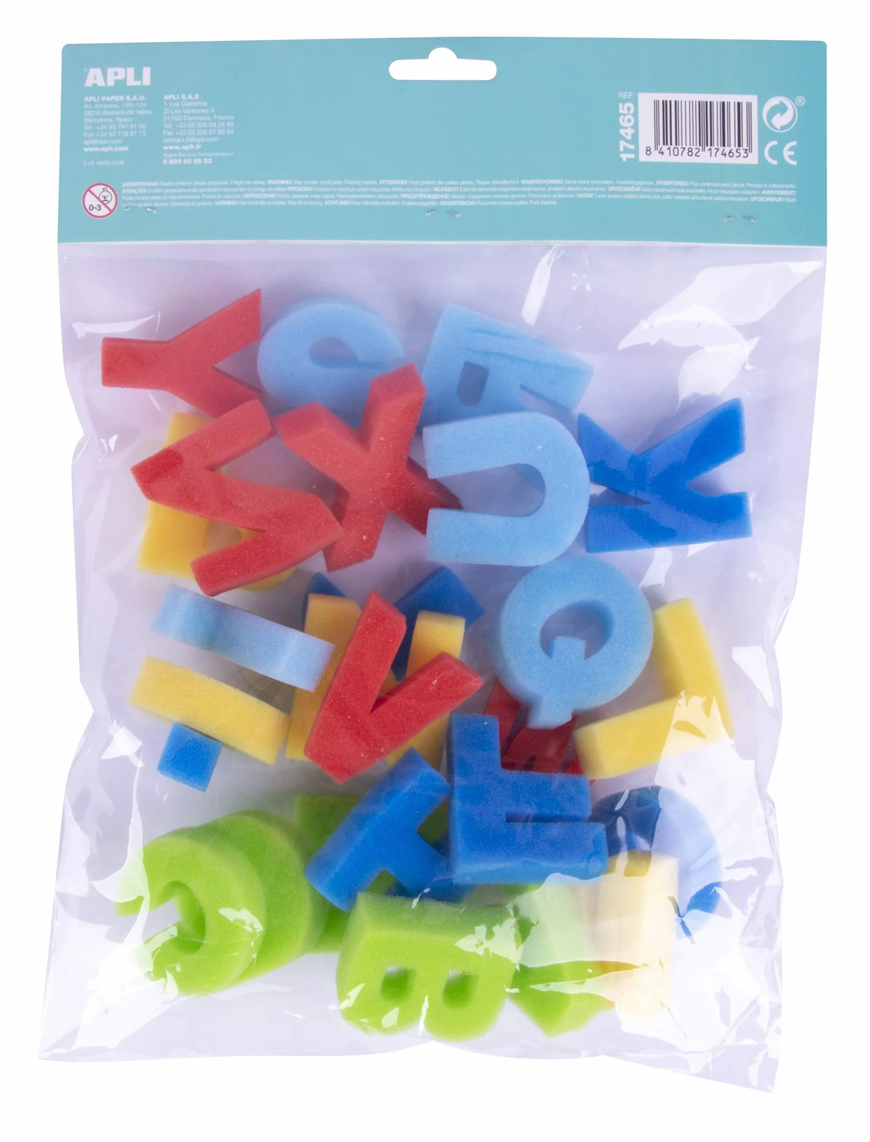 APLI Kids - Paint & Fun Sellos de Esponja ABC, 26 Piezas, Multicolor (17465)