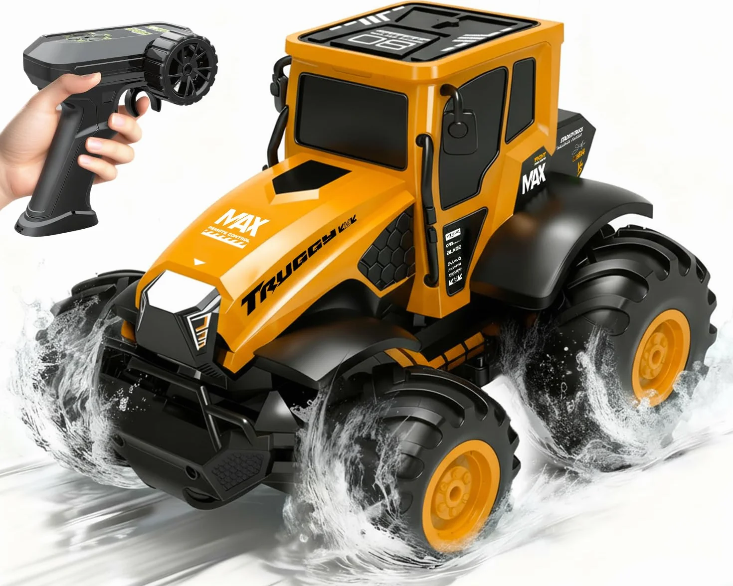 Coche Teledirigido Niños 1:14 Anfibio, 4WD Todo Terreno Agua y Tierra, RC Stunt Car Impermeable 2.4GHz, 360° Rotación 15km/h, 2 Baterías 1200mAh 90Min, Juguete Niño Niña 6+ Regalo Navidad Cumpleaños