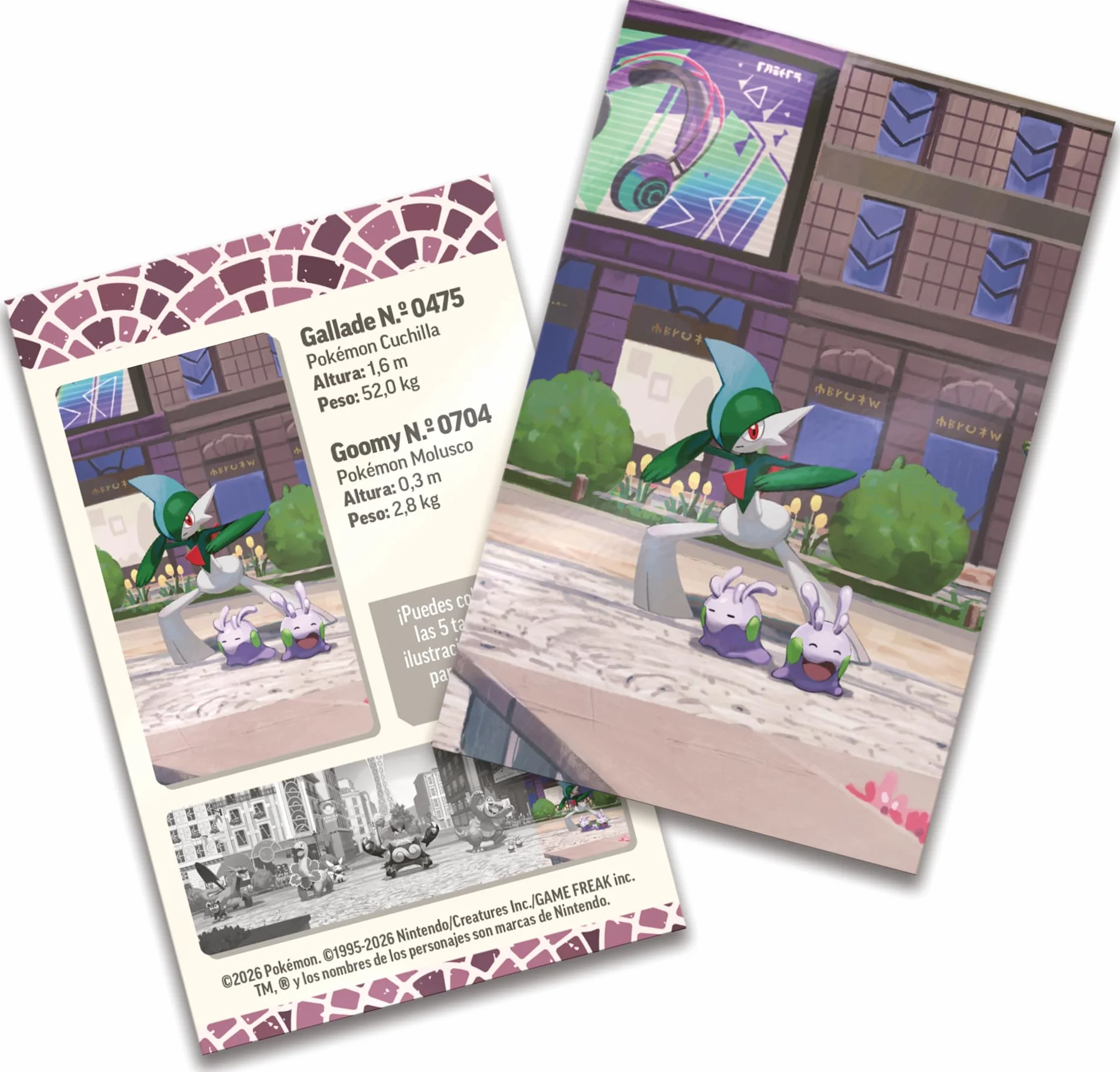 Pokémon JCC Minilata Ciudad Luminalia Gallade Goomy 2 Sobres Mejora 1 Tarjeta Ilustrada 1 Pegatina