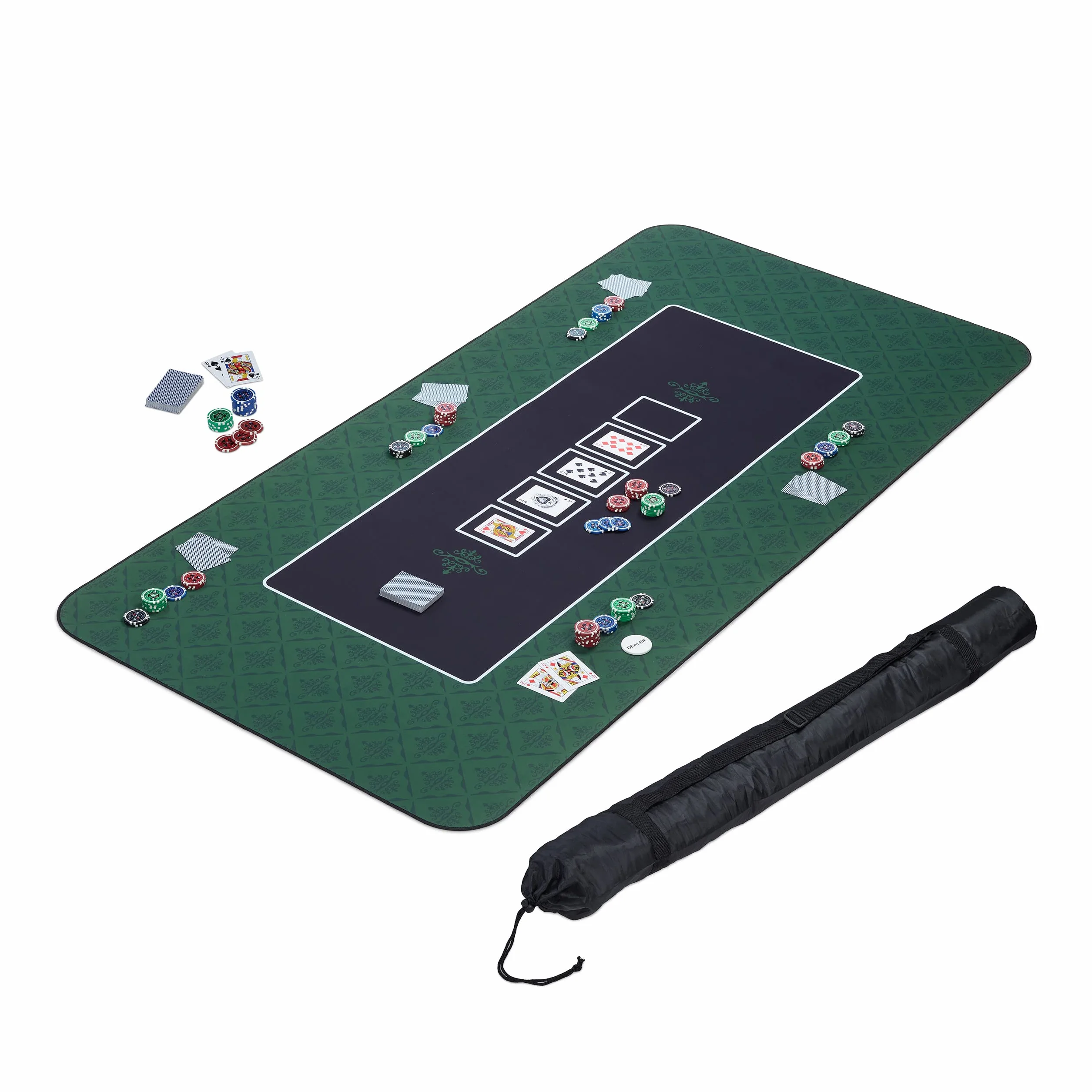 Relaxdays Tapete de Póker 180x90cm, Texas Holdem, Casino, Mantel Mesa Póquer Grande, Antideslizante, Poliéster, Verde