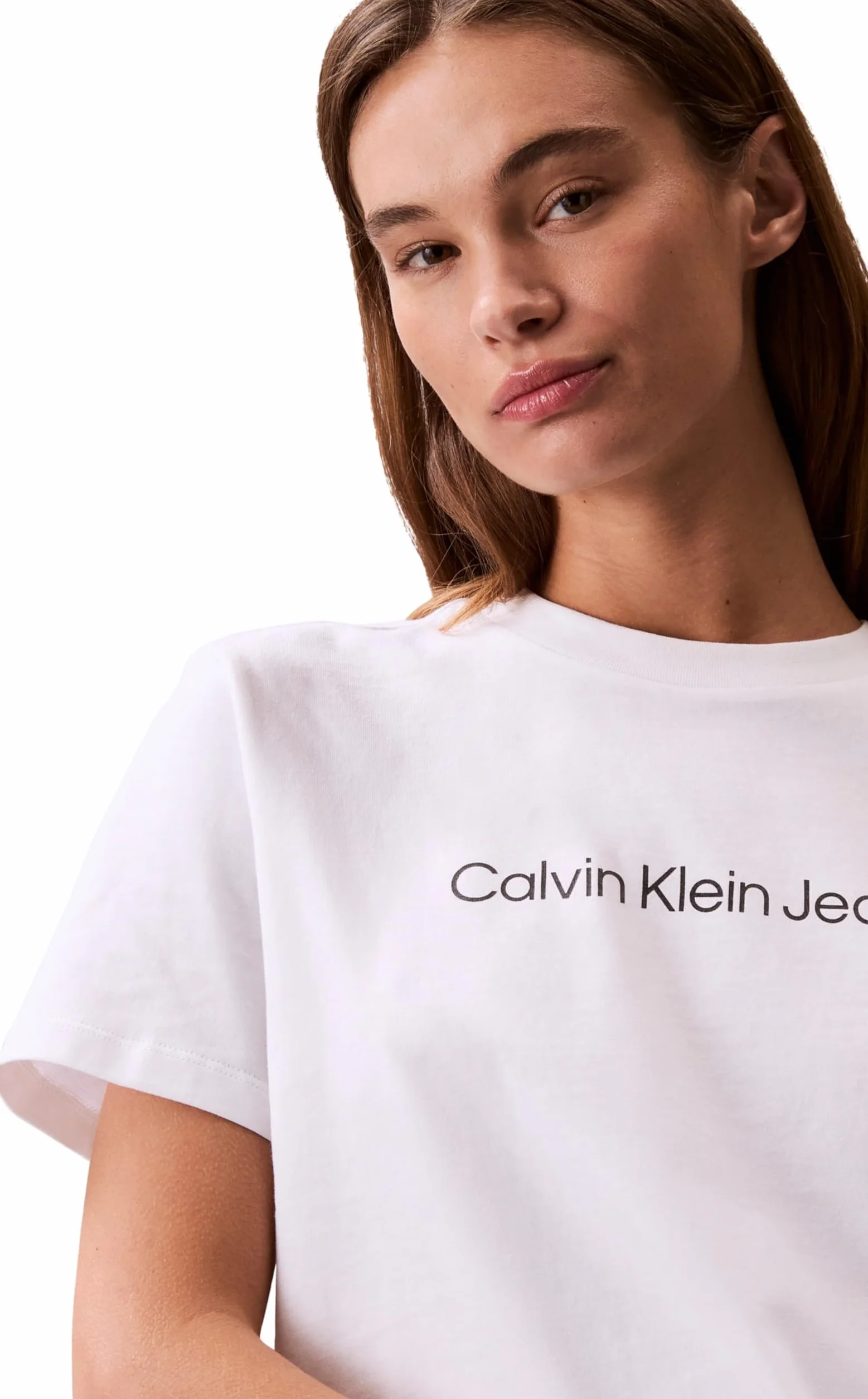 Calvin Klein Camiseta de Manga Corta Mujer Logo Classic Regular Fit