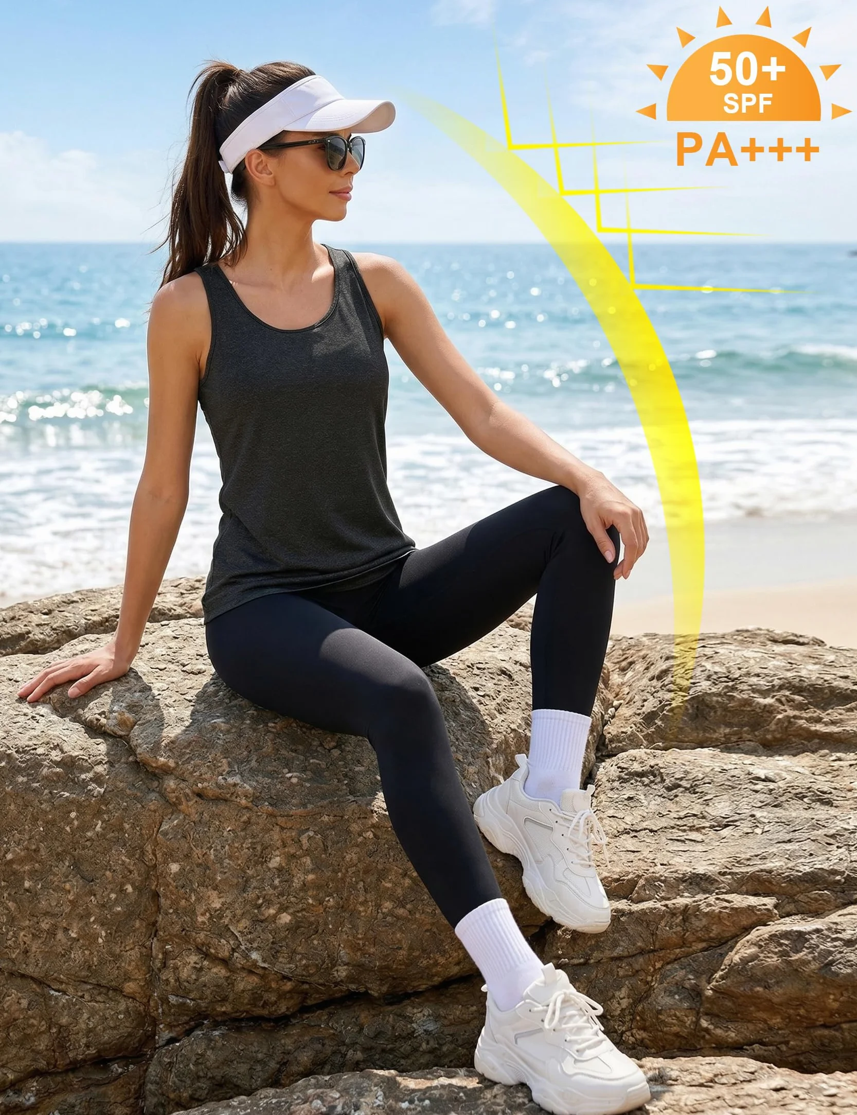 Camiseta sin Mangas de Fitness para Mujer Espalda de Malla Chaleco Deportivo Yoga Tops Tirantes para Correr