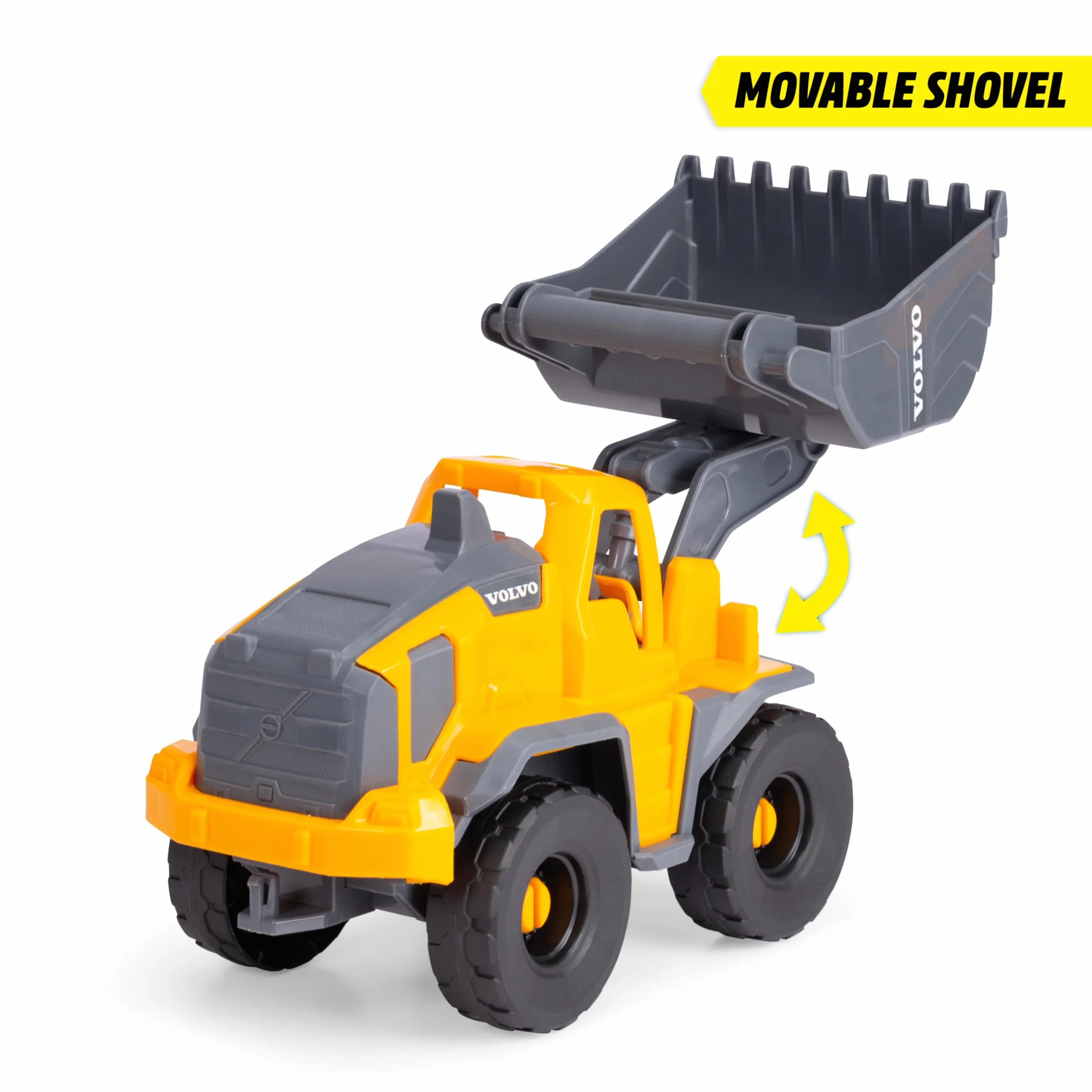 Dickie, Volvo FMX Pala Excavadora 26 cm con Rueda Libre, Pala Frontal móvil Manual, cucharón Grande inclinable, Cabina Abierta, Licencia Volvo, 3 años (203724010)