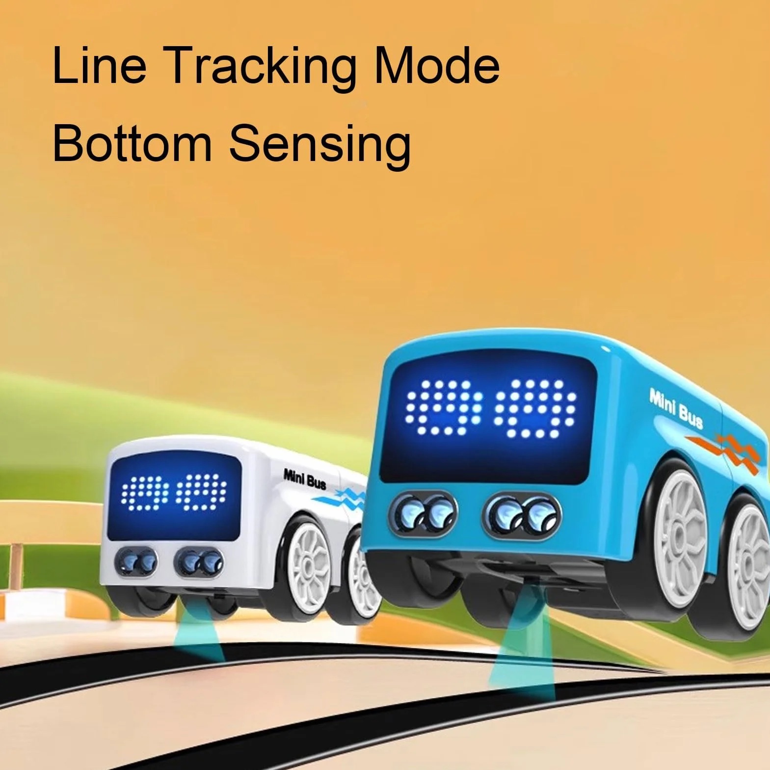 Magic Mini RC Bus, 2026 Gesto y Control Remoto Sensor Inteligente Coche, Seguimiento de Línea de Evitación Automática Vehículo RC de Escritorio con Luces de Expresión LED (Blue)