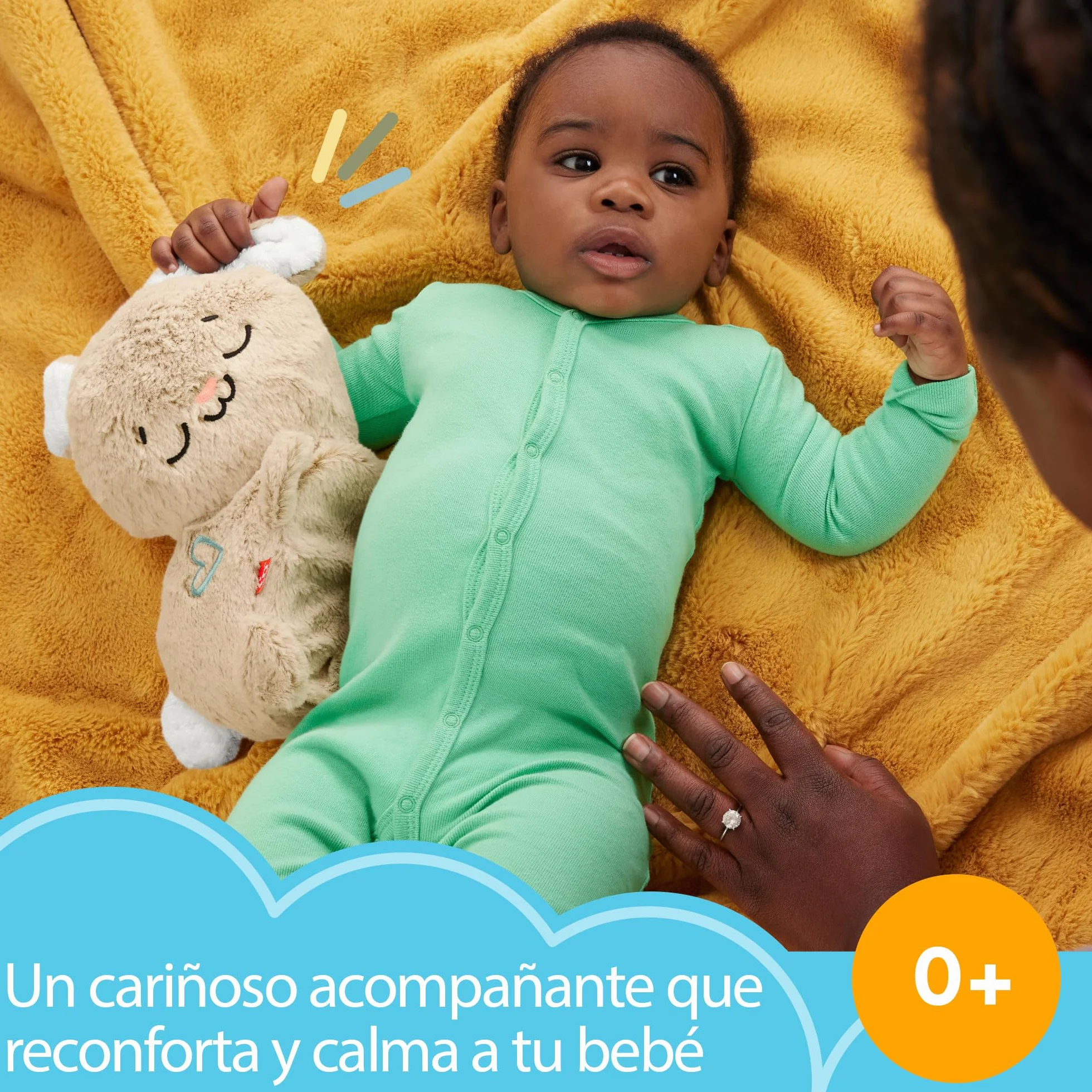 Fisher-Price Conejito Hora de Dormir, Peluche para bebés Que Ayuda a relajar y calmar al bebé con Sus Movimientos rítmicos, Luces y música, Juguete Regalo para recién Nacidos, HXG97
