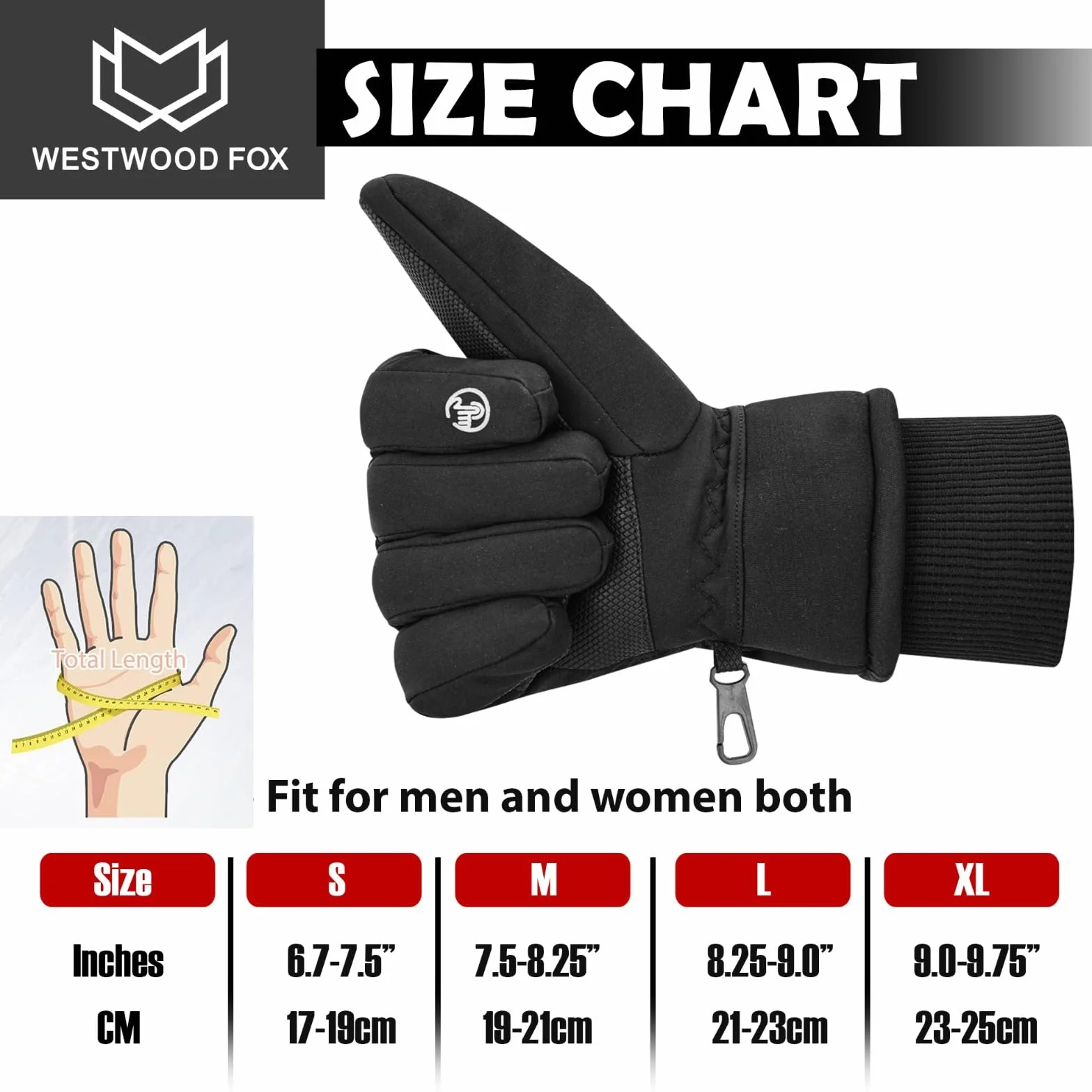 WESTWOOD FOX Guantes de Invierno Impermeables Táctiles Antideslizantes para Esquí
