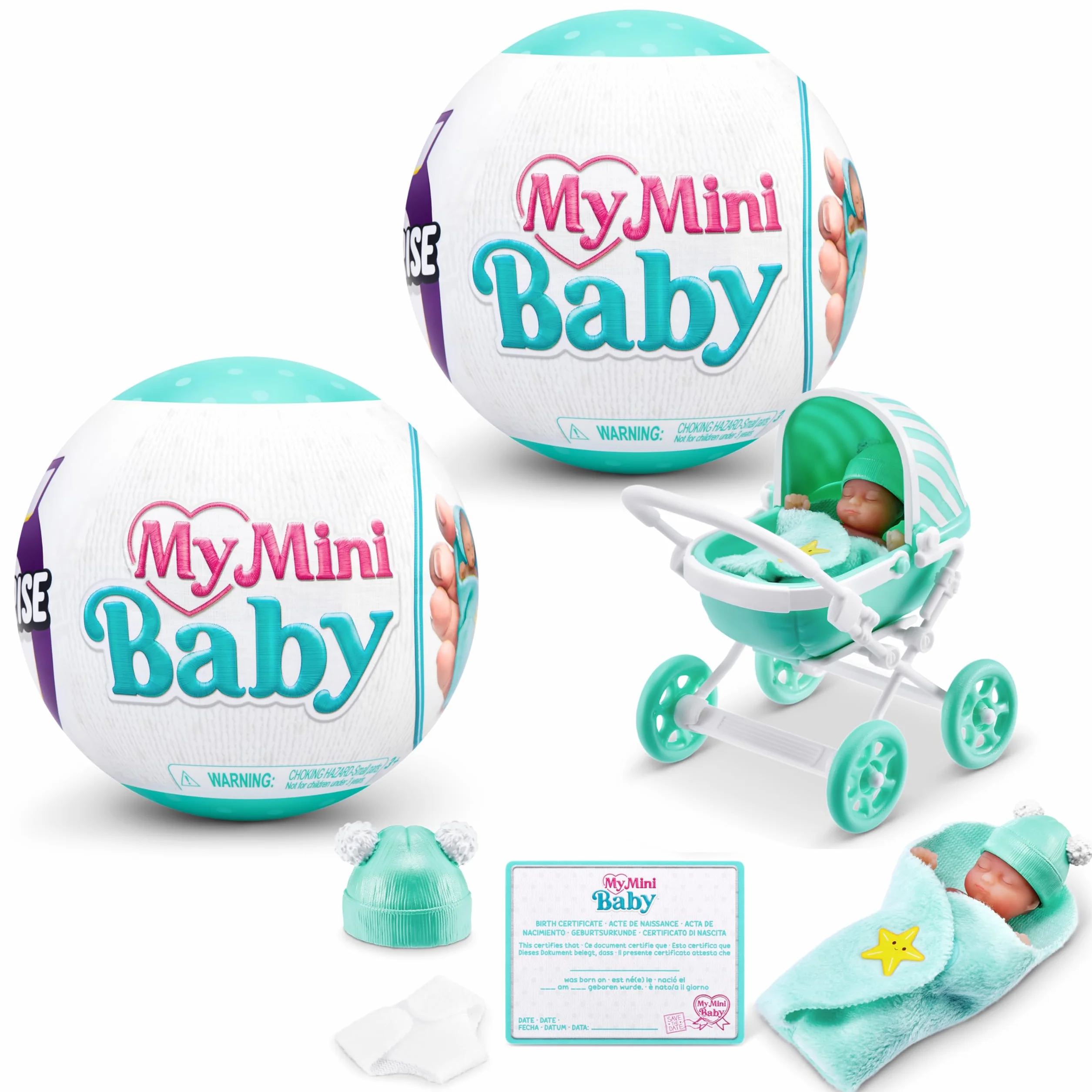 5 Surprise My Mini Baby Series 1, 2 Capsules, by ZURU, Collectible Mystery Capsule, Toy for Girls, Realistic Miniature Baby, Playset and Accessories (2 Capsules)