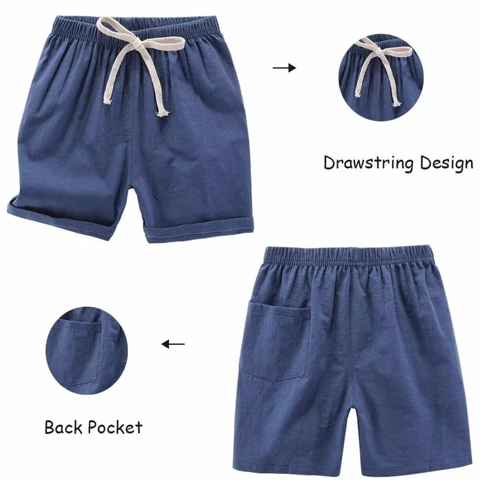 FedMois Pantalones Cortos Algodón Cintura Elástica Niño Pack 4