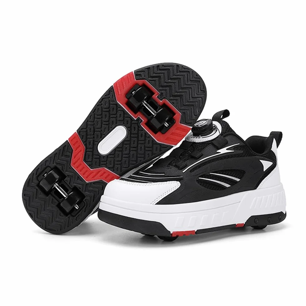 Zapatos con Ruedas para Niños y Niñas, Patines Multiusos 2 en 1 con 4 Ruedas Retráctil