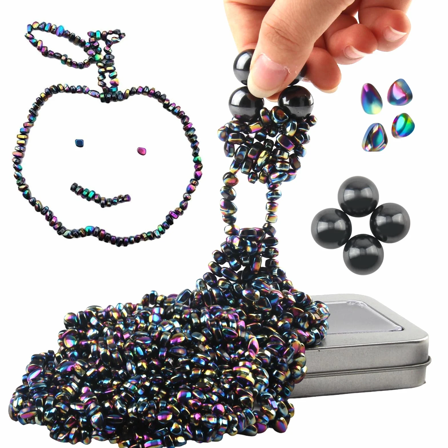 600+ Imanes Piedras de Colores Descompresión Magnetic Balls Imanes 4 Grandes Bolas Magnéticas Coloridas con Caja de Hierro Piedras Magnéticas para Ansiedad Pasatiempo Novedades Regalos