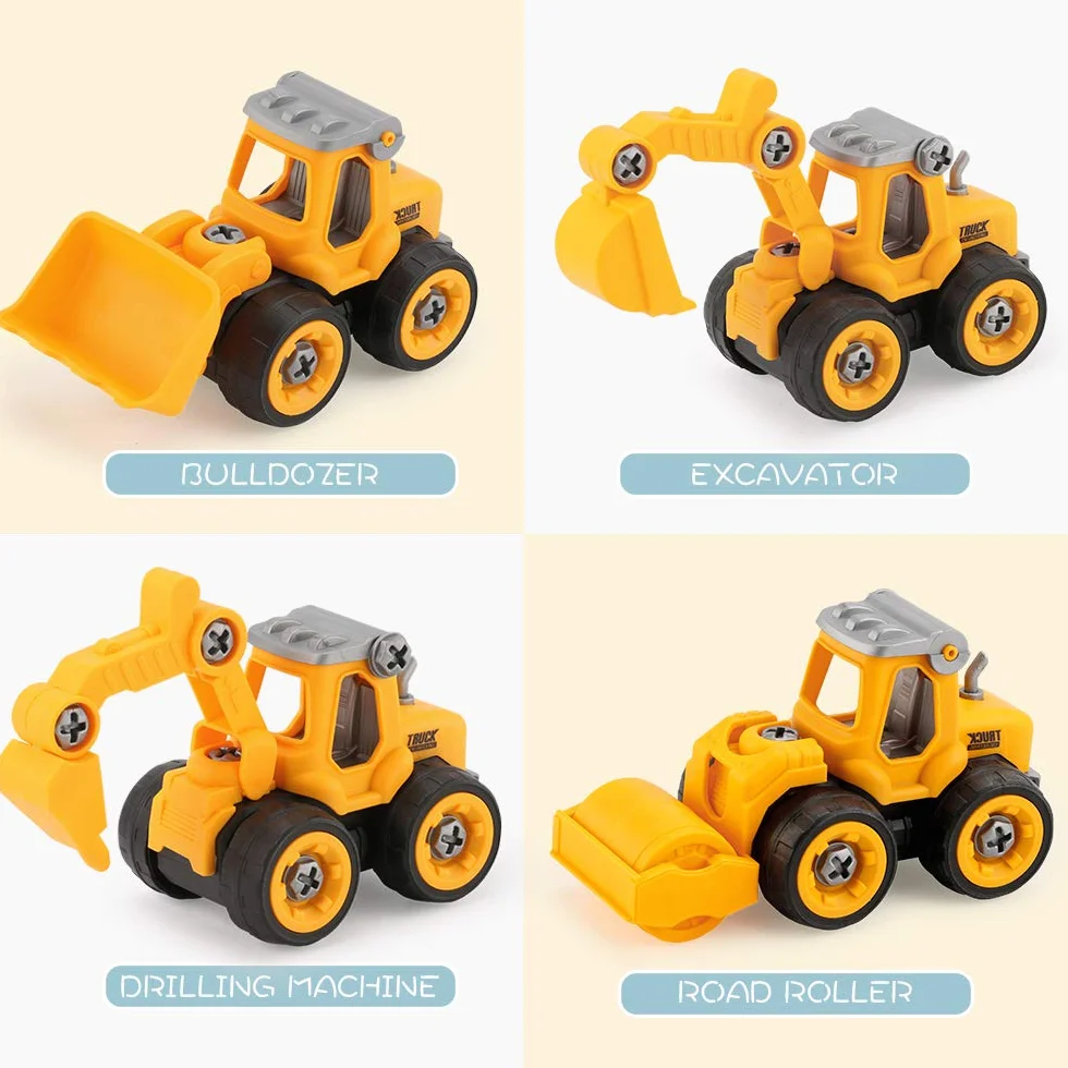 Juguete de Montaje para Coche, Camión y Excavadora Con Destornillador - Vehículos de Construcción Educativos de Bricolaje - Regalo para Niños y Niñas