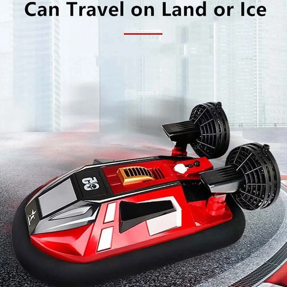 WOLWES RC-Boot Amphibisches Ferngesteuertes Hovercraft, 2,4-GHz-RC-Fahrzeug, Wasserland-Hochgeschwindigkei S-RC-Schiff, Wasserdichtes RC-Boot-Stunt-Elektrospielzeugauto, Kindergeburtstagsgeschenk