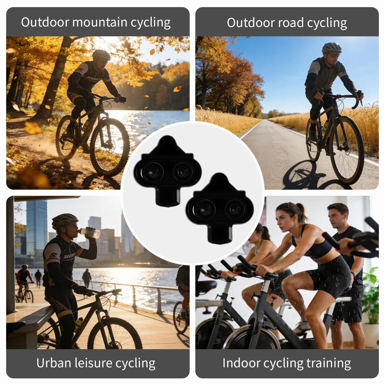 Zapatas para bicicleta compatibles con Shimano SPD SH51, tacos SPD antideslizantes, fijación 2 agujeros