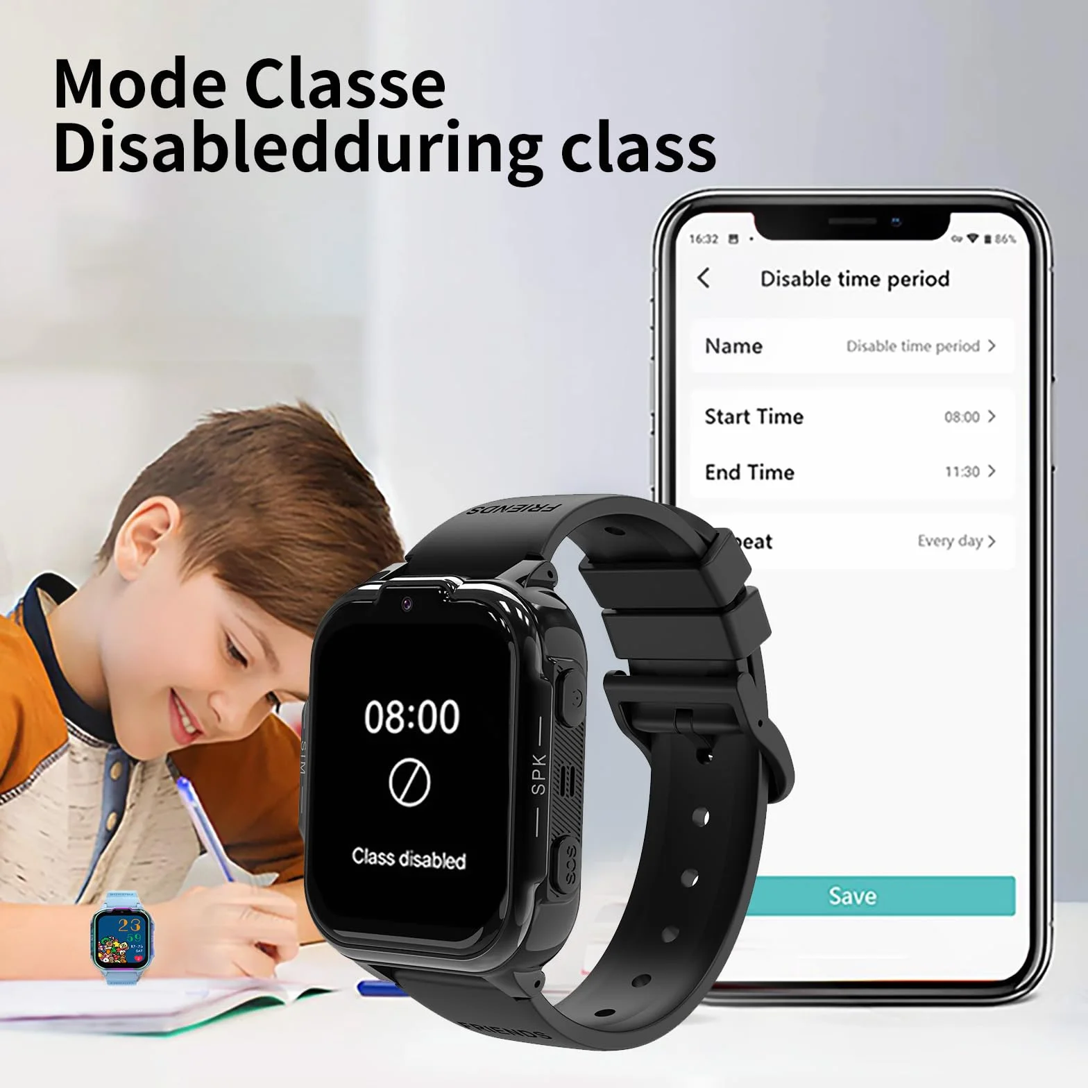Reloj Inteligente Niño 4G GPS Videollamada Smartwatch Infantil Llamadas SOS WiFi Cámara Negro