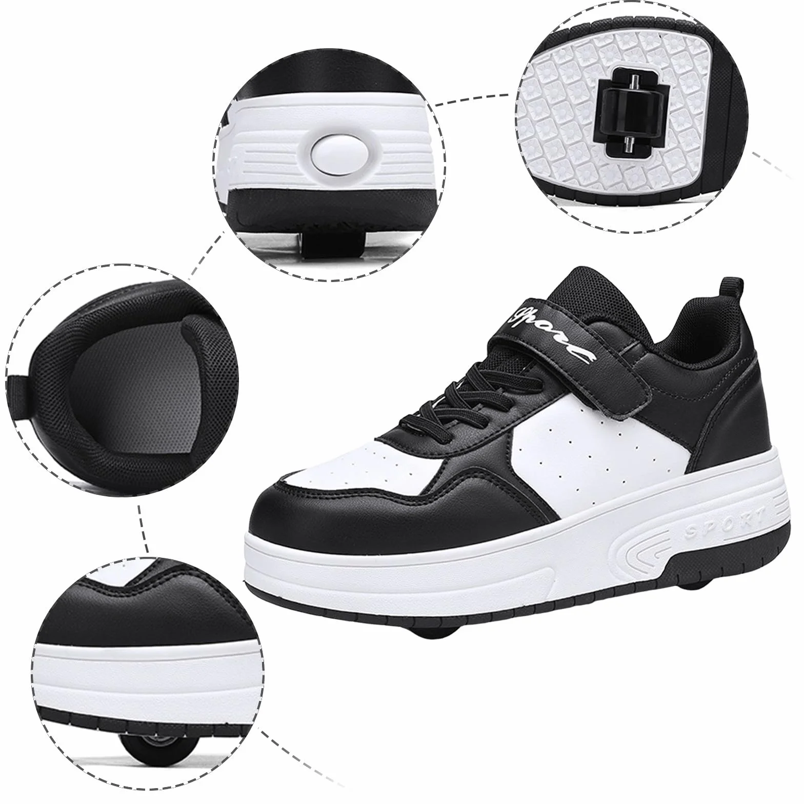 Zapatillas de deporte para niñas con suela gruesa Ruedas Zapatos de patinaje niños
