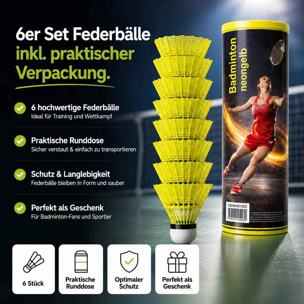 TK Gruppe Timo Klingler Bolas de bádminton Amarillas para Entrenamiento y competición
