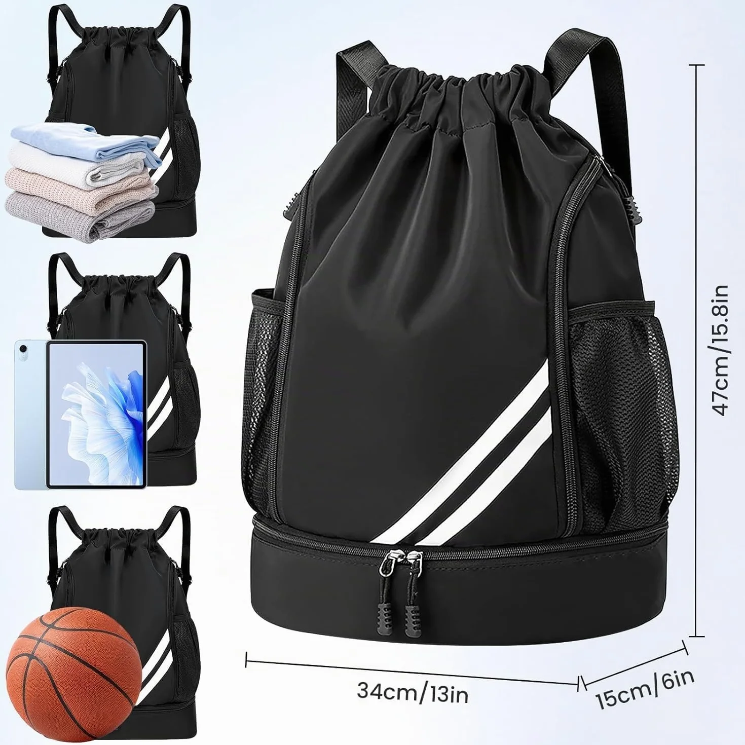 Zorplex Mochila deportiva impermeable gran tamaño con compartimento para zapatos