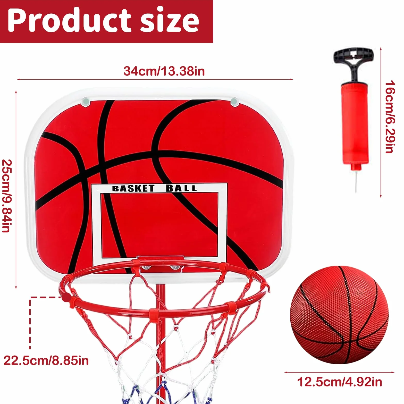 Canasta Baloncesto Infantil,Aro de Baloncesto para Niños Incluir 3 Bolas,2Red,Bomba,Altura Ajustable de 50 a 150 cm,Aro de Baloncesto para Interior y Exterior para Niños de 2 a 6 Años