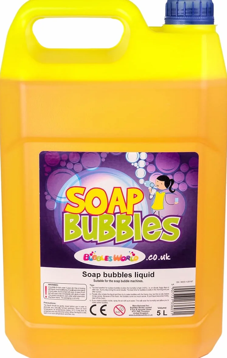 Botella de 5 litro, líquido de jabón para Hacer pompas, Megaburbujas, Gigante Burbujas