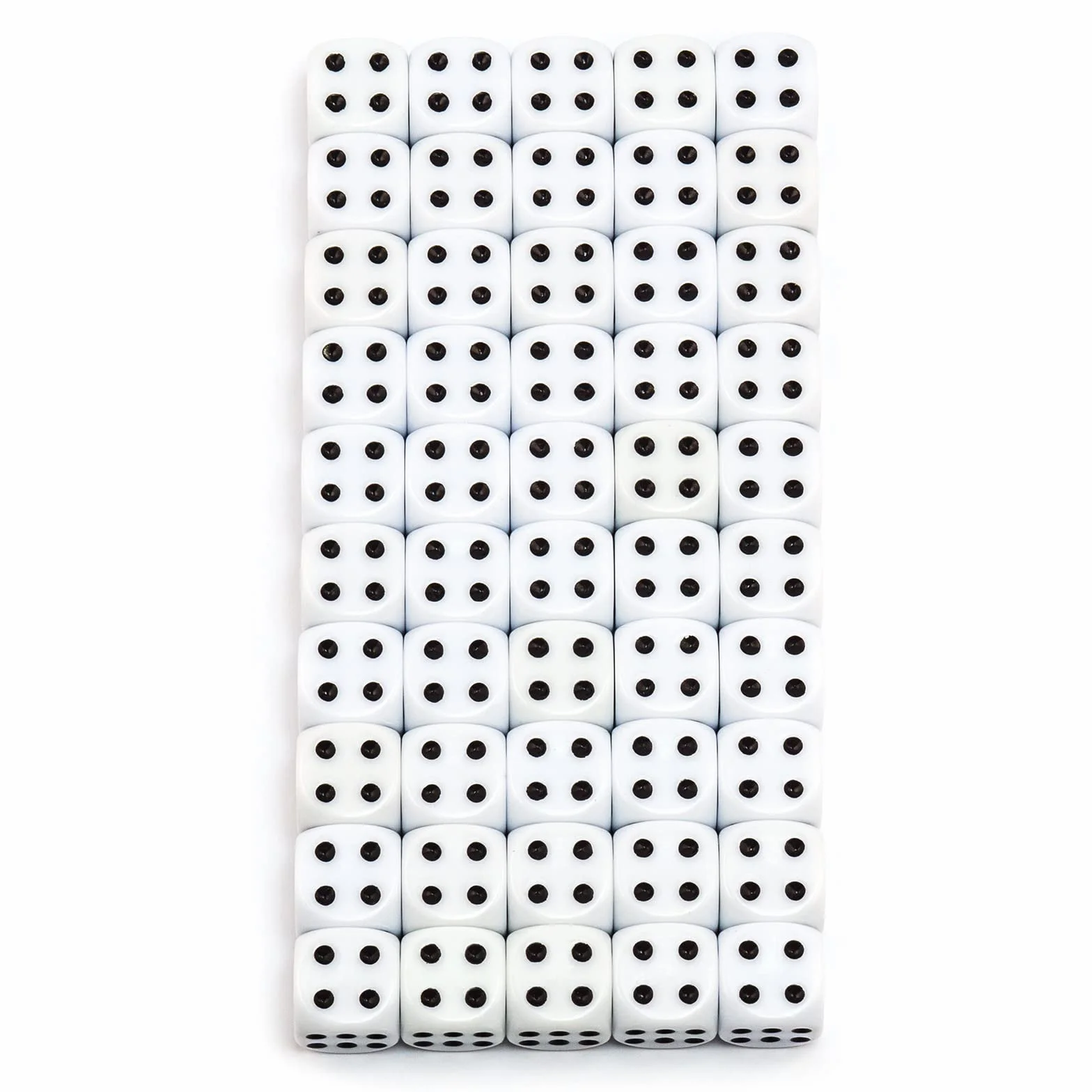6, 12, 20, 30 o 50 dados de alta calidad, tamaño estándar, 16 mm, dados acrílicos de 16 mm, dados de juego de 6 caras, juego de accesorios de juego con bolsa de tela (blanco, 50 unidades)