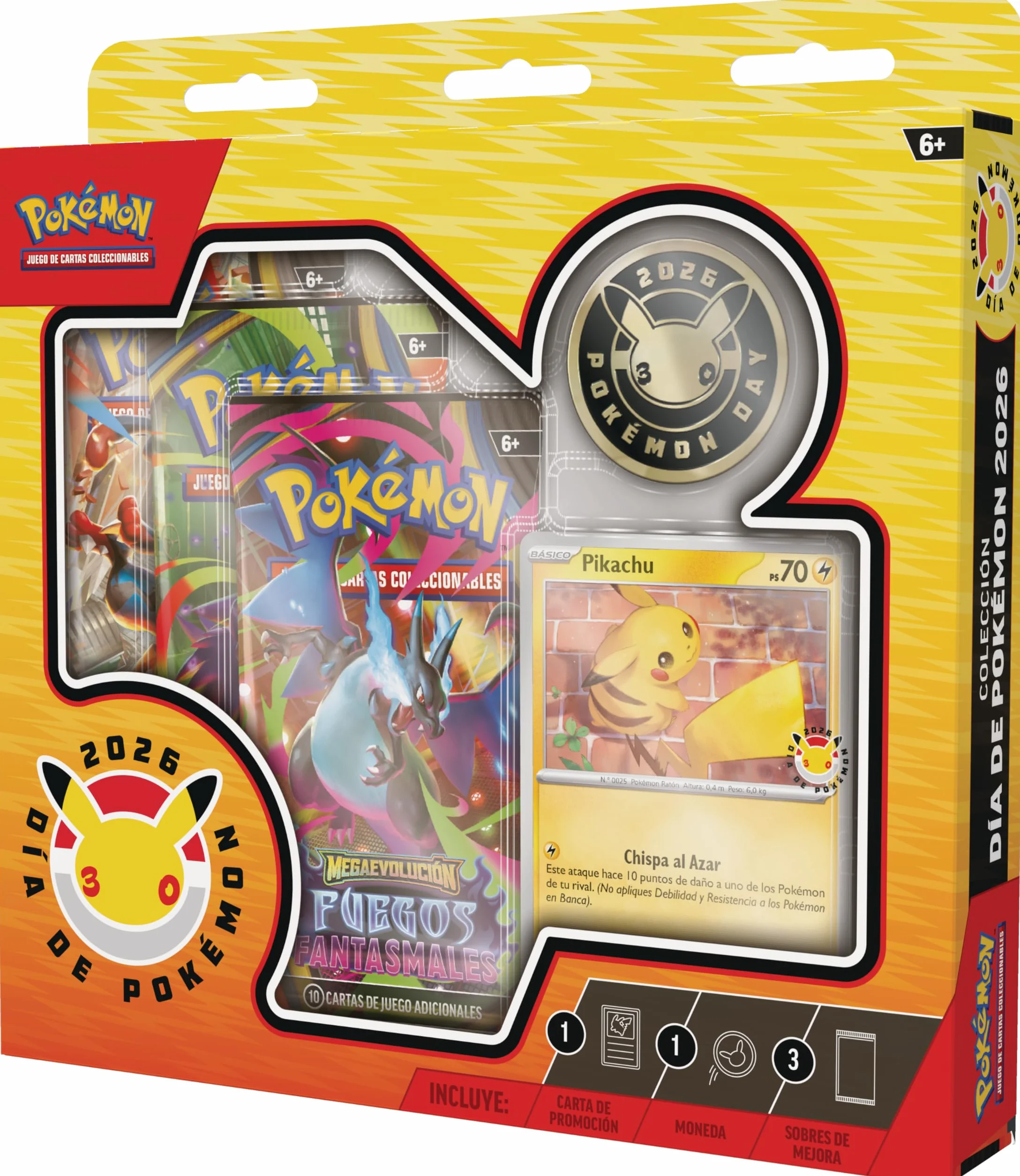 Pokémon: Colección Día de Pokémon 2026 Carta holográfica promoción Moneda Sobres Mejora