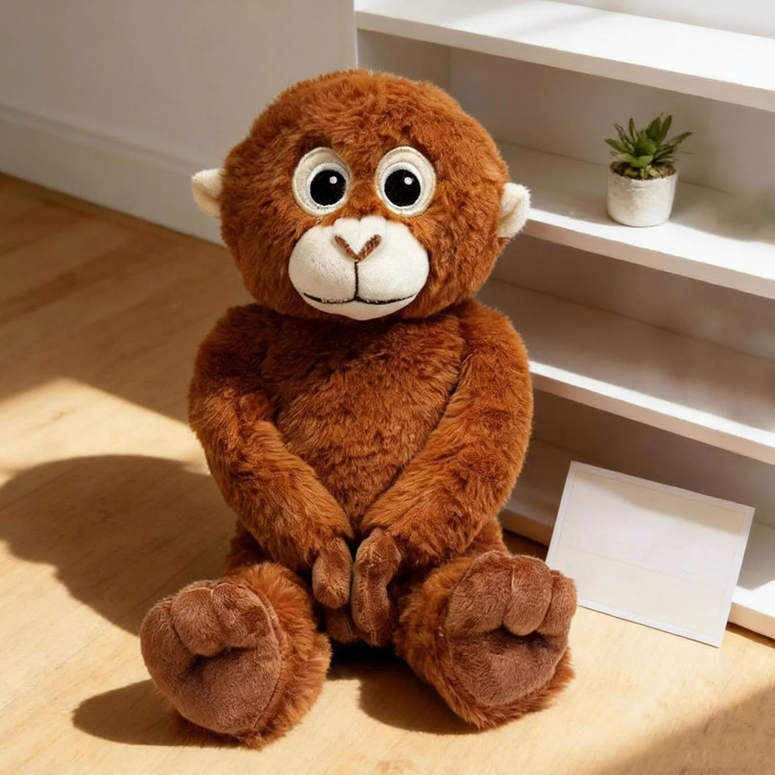Genérico Mono De Peluche - Diseño Realista con Manos Largas, Muñeco De Peluche De 36cm, 110g De Peso + Marco De 14.2 Pulgadas, Fibra Sintética Suave Premium - para Salones & Día del Niño
